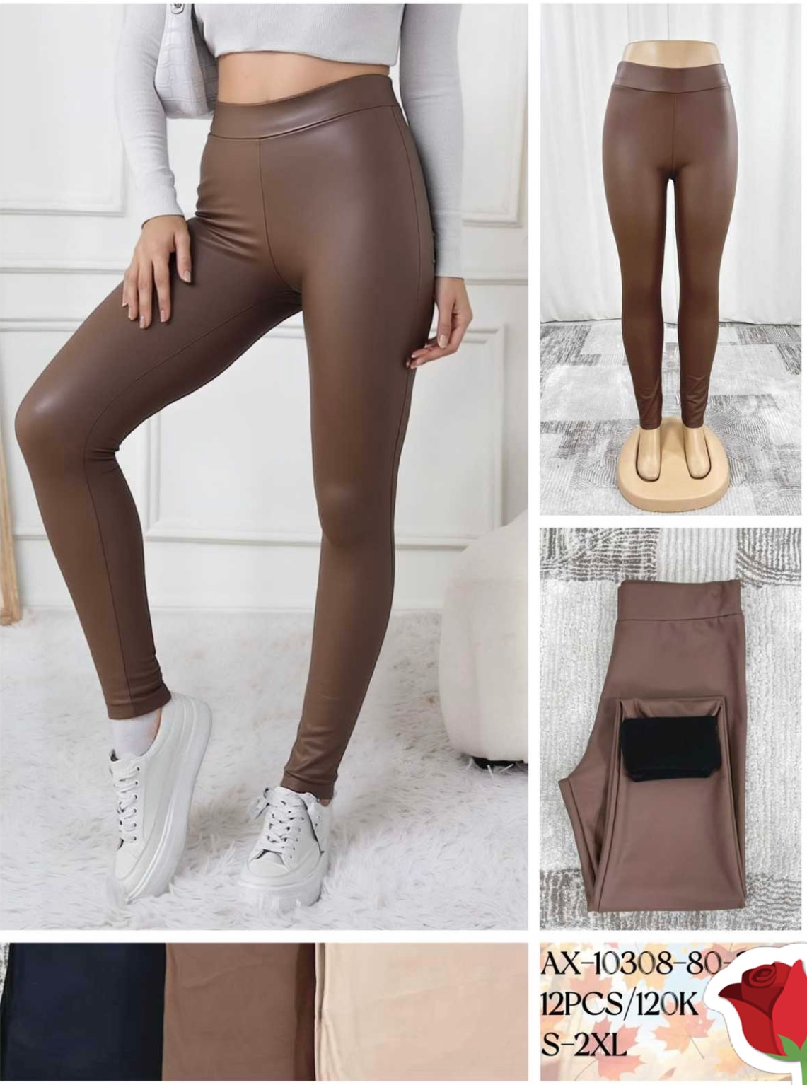 Spodnie skórzane Damskie , Size s-2xl,paczka 12szt ,mix kolor