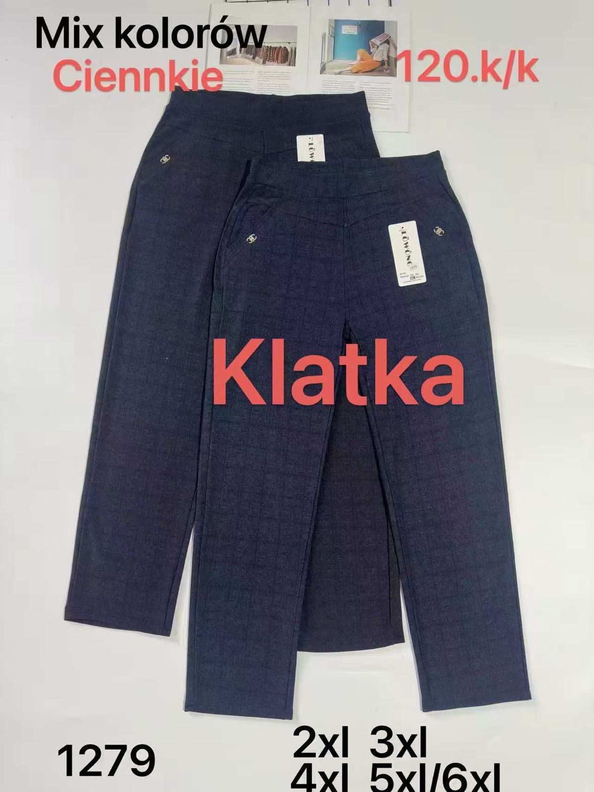 Spodnie Damskie Włoskie , Size 2xl-5/6xl, paczka 12szt ,mix kolor