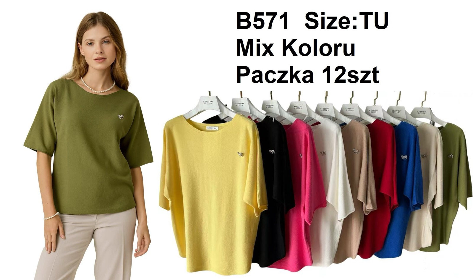 Swetry damskie ,size uni,paczka 10szt ,mix kolor