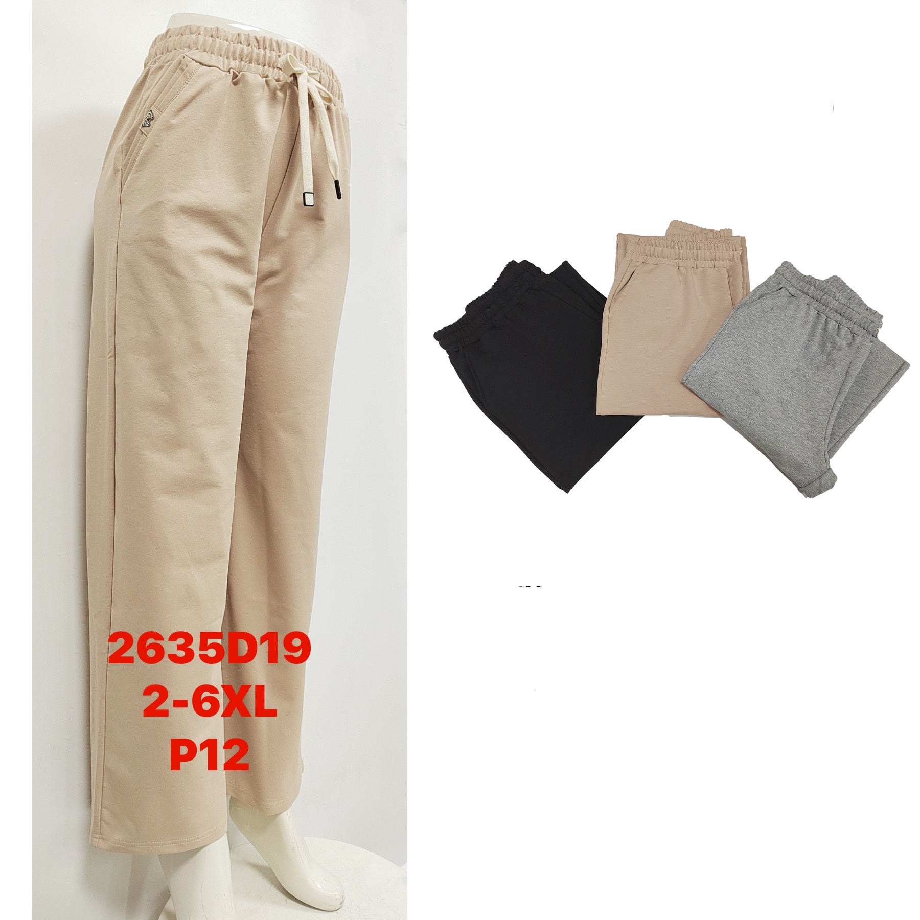 Spodnie Damskie , Size 3-6xl,paczka 12szt ,mix kolor