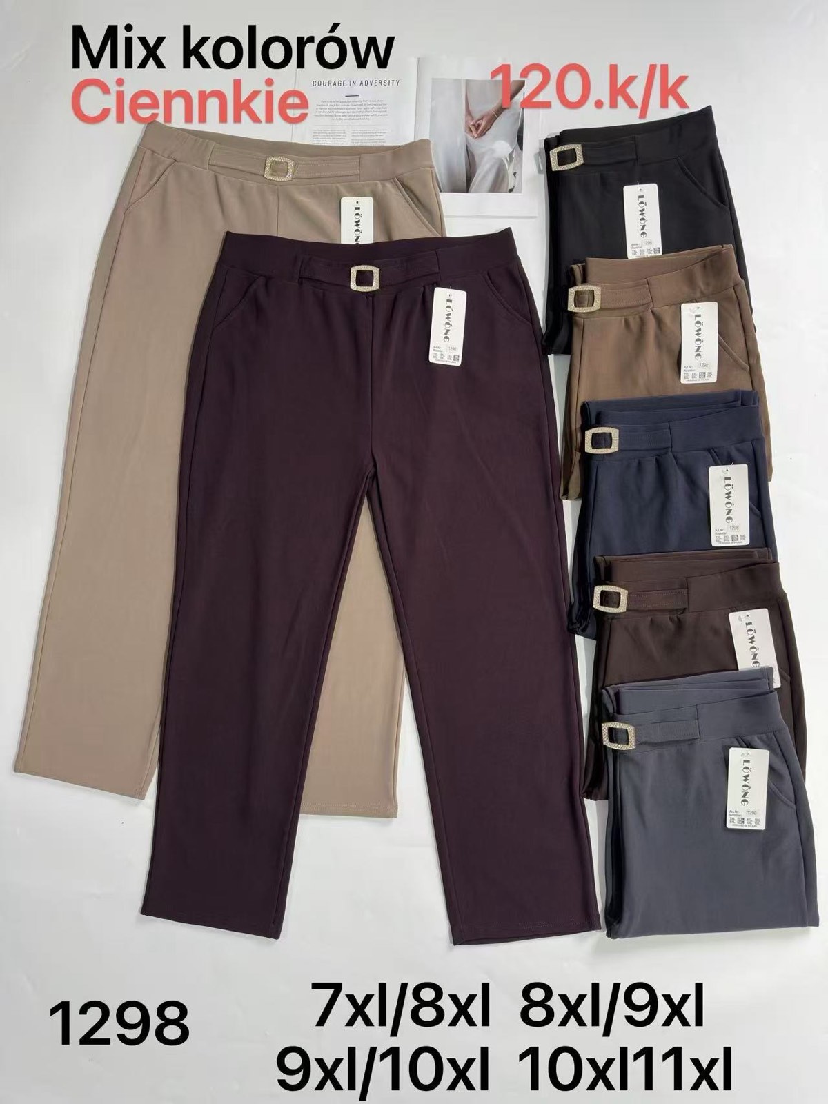 Spodnie Damskie Włoskie , Size 7/8xl-10/11xl, paczka 12szt ,mix kolor