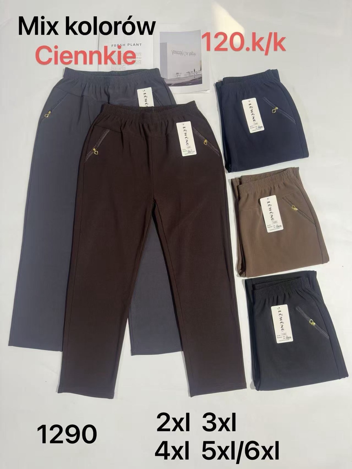 Spodnie Damskie Włoskie , Size 2xl-5/6xl, paczka 12szt ,mix kolor