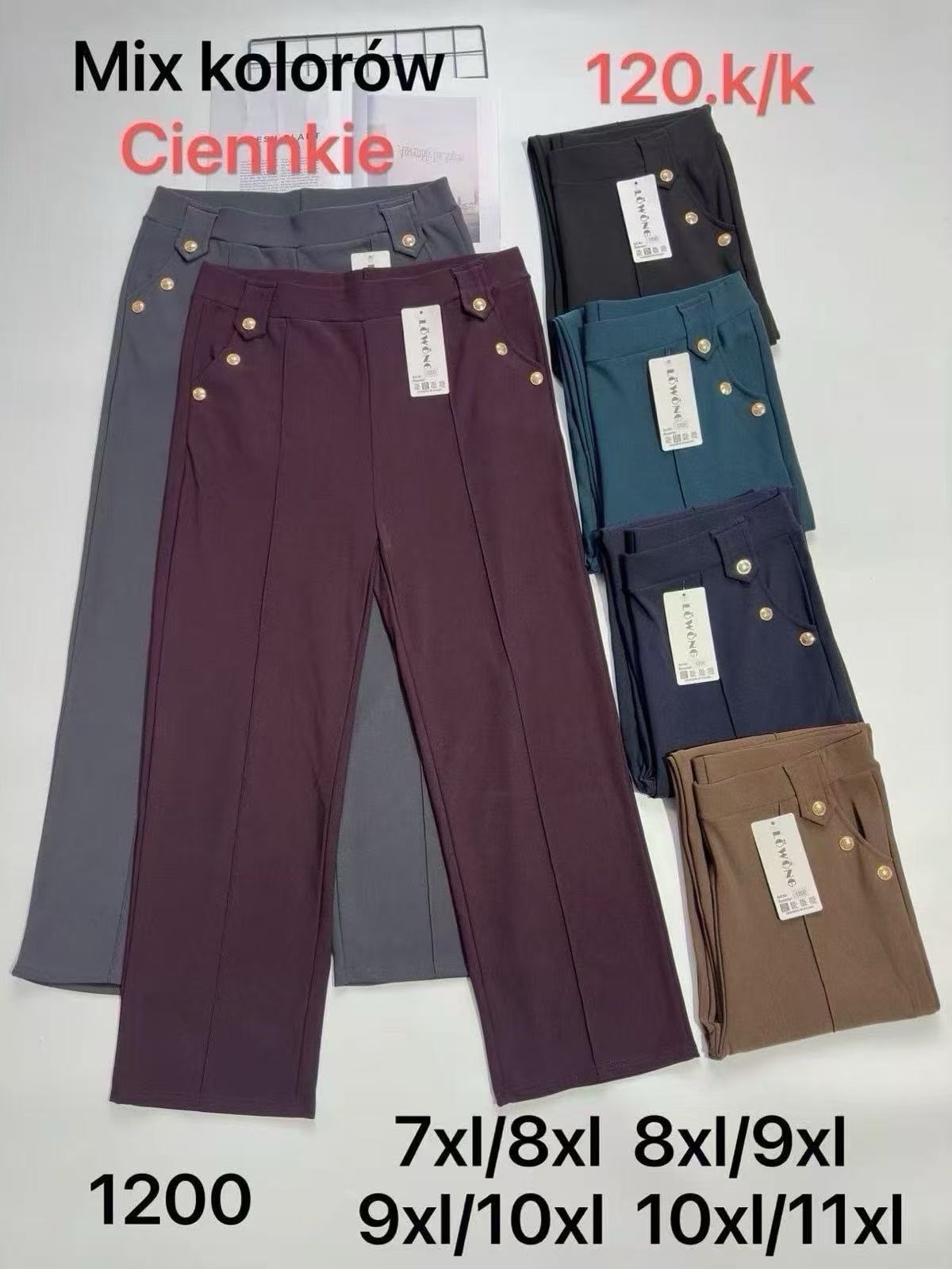 Spodnie Damskie Włoskie , Size 7/8xl-10/11xl, paczka 12szt ,mix kolor