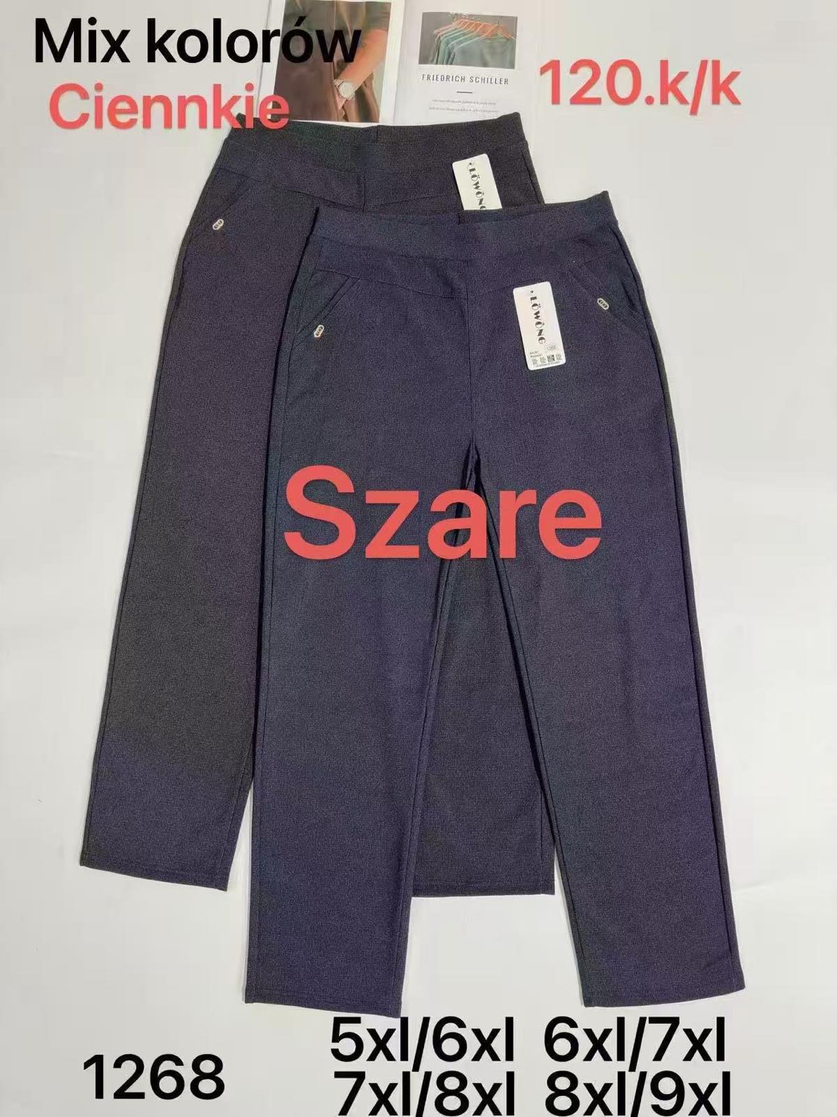 Spodnie Damskie Włoskie , Size 5/6xl-8/9xl, paczka 12szt ,mix kolor