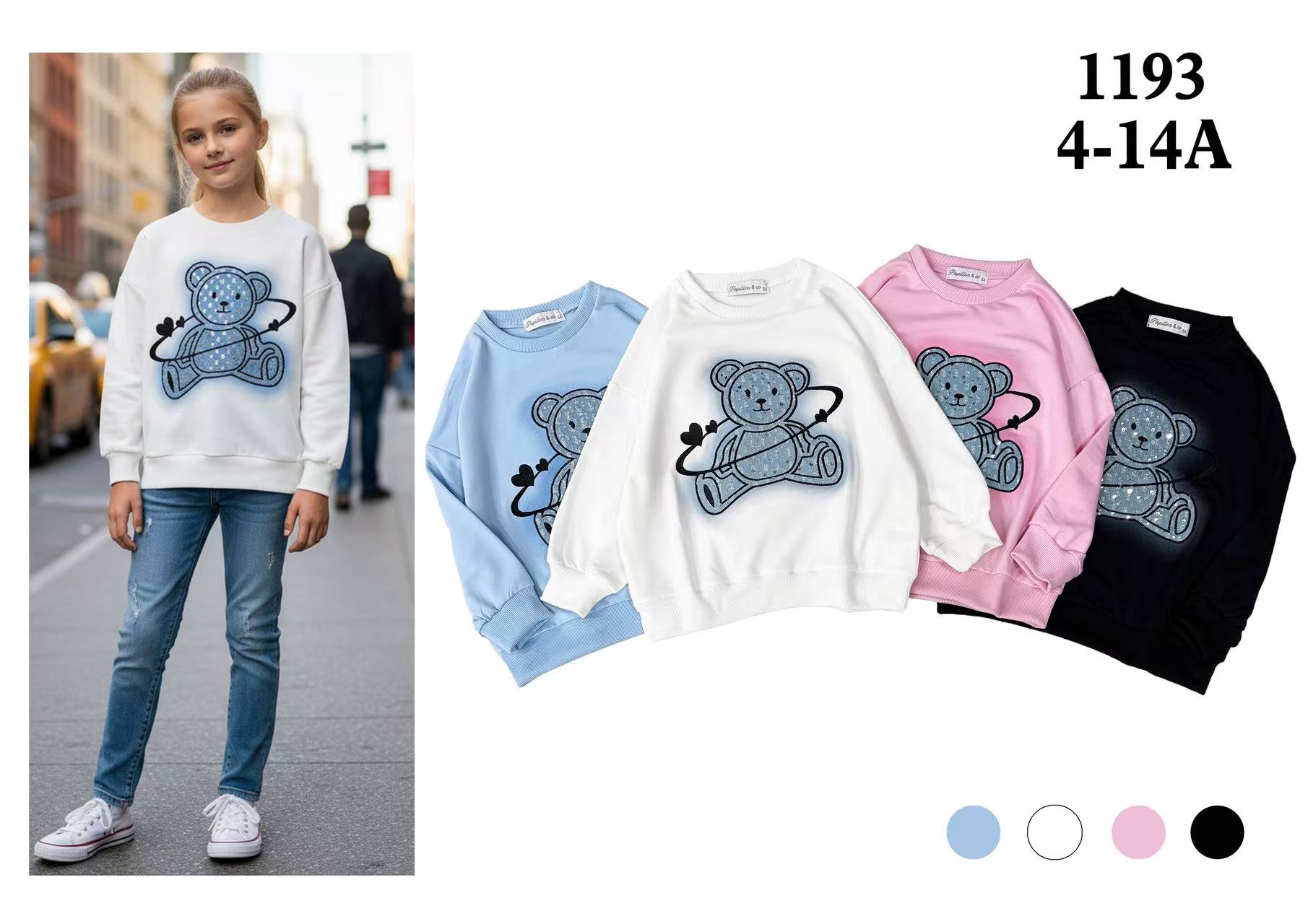 Bluzy DZIECIĘCA ,size 4-14 lat,paczka 24szt ,mix kolor