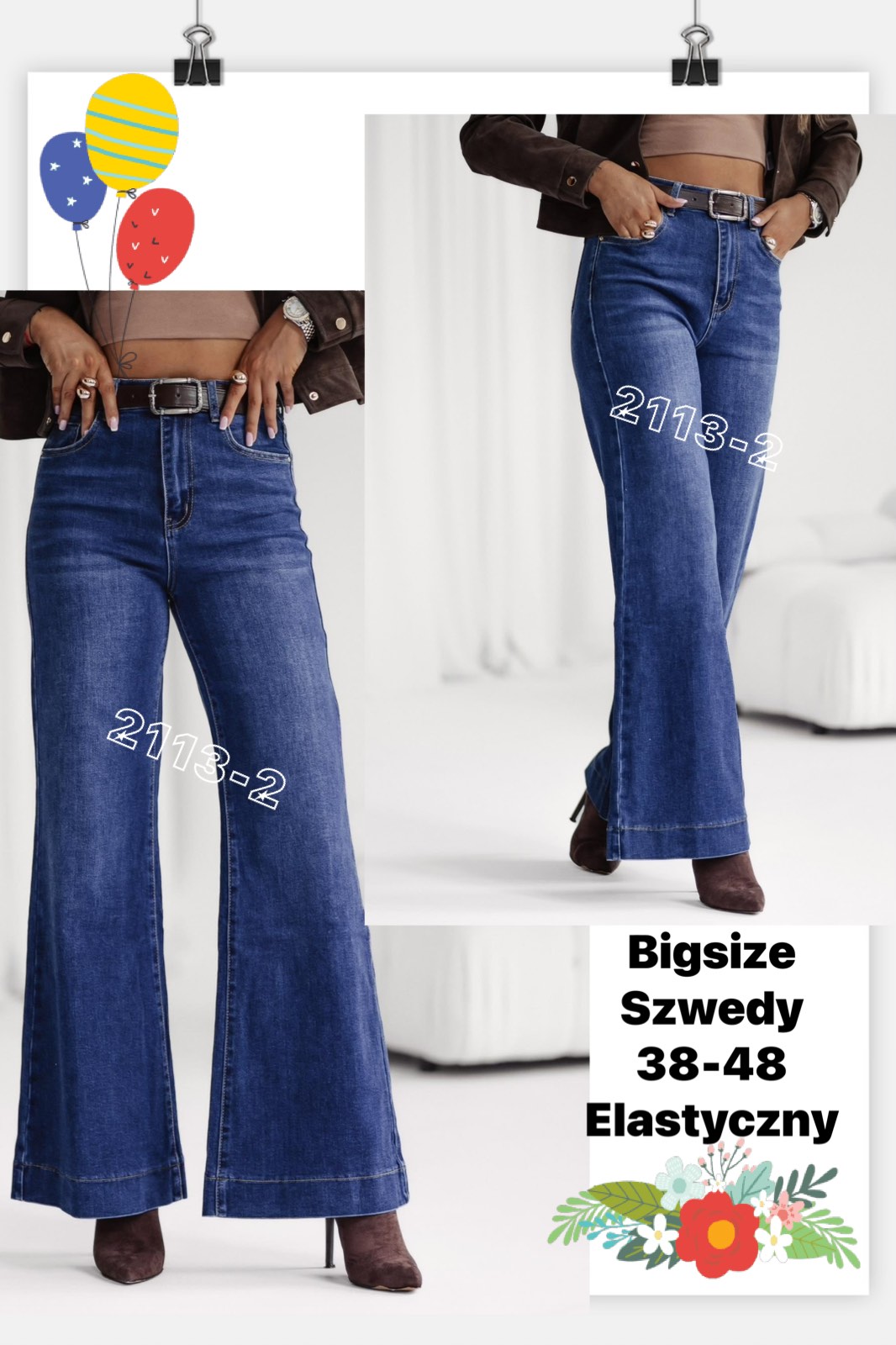 Jeansy Damskie , Size 38-48,paczka 12szt ,1kolor