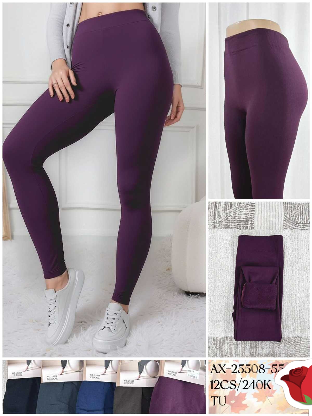 Legginsy Damskie , Size uni,paczka 12szt ,mix kolor