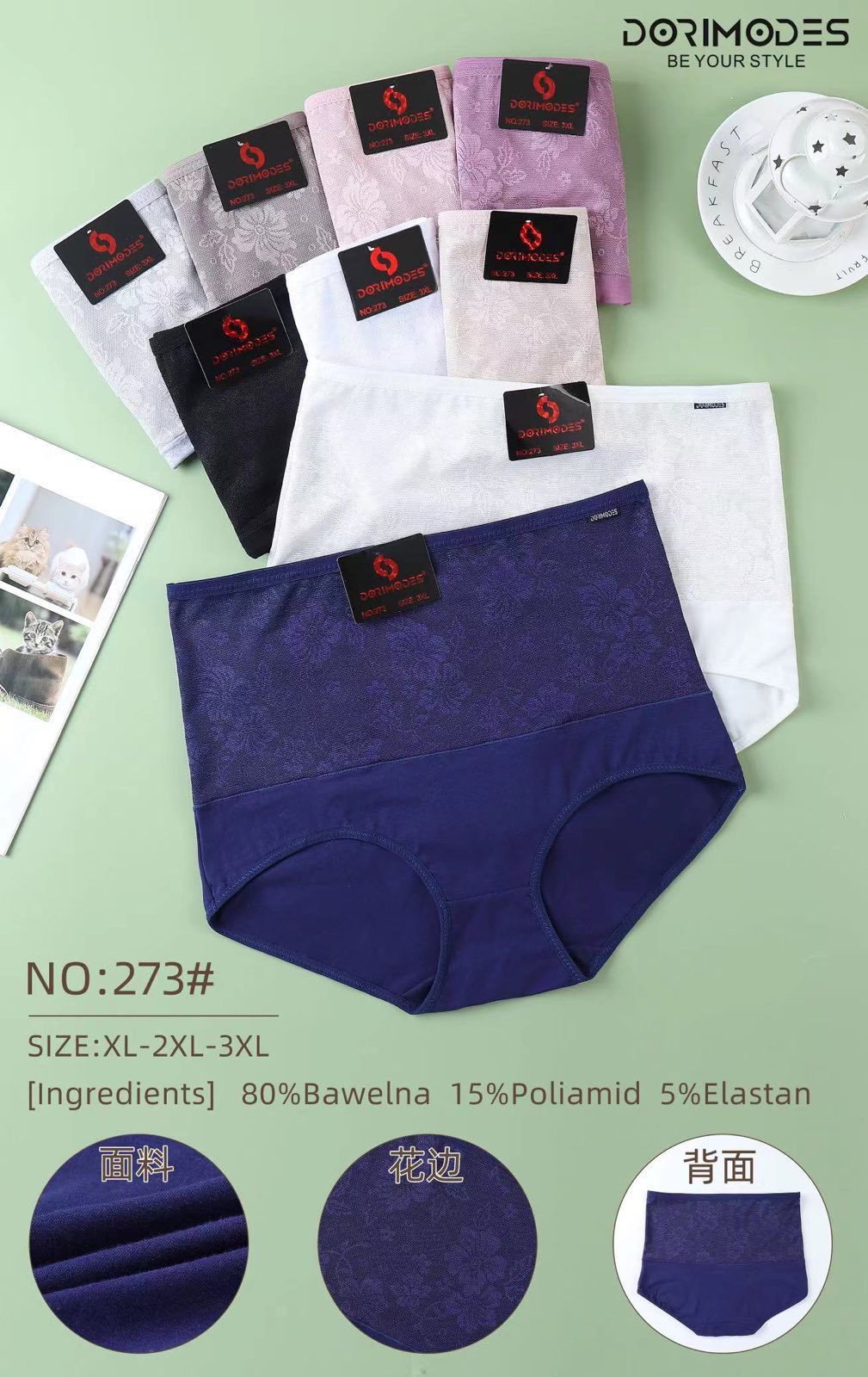 Majtki damskie , Size XL-3XL, paczka 24szt ,mix kolor