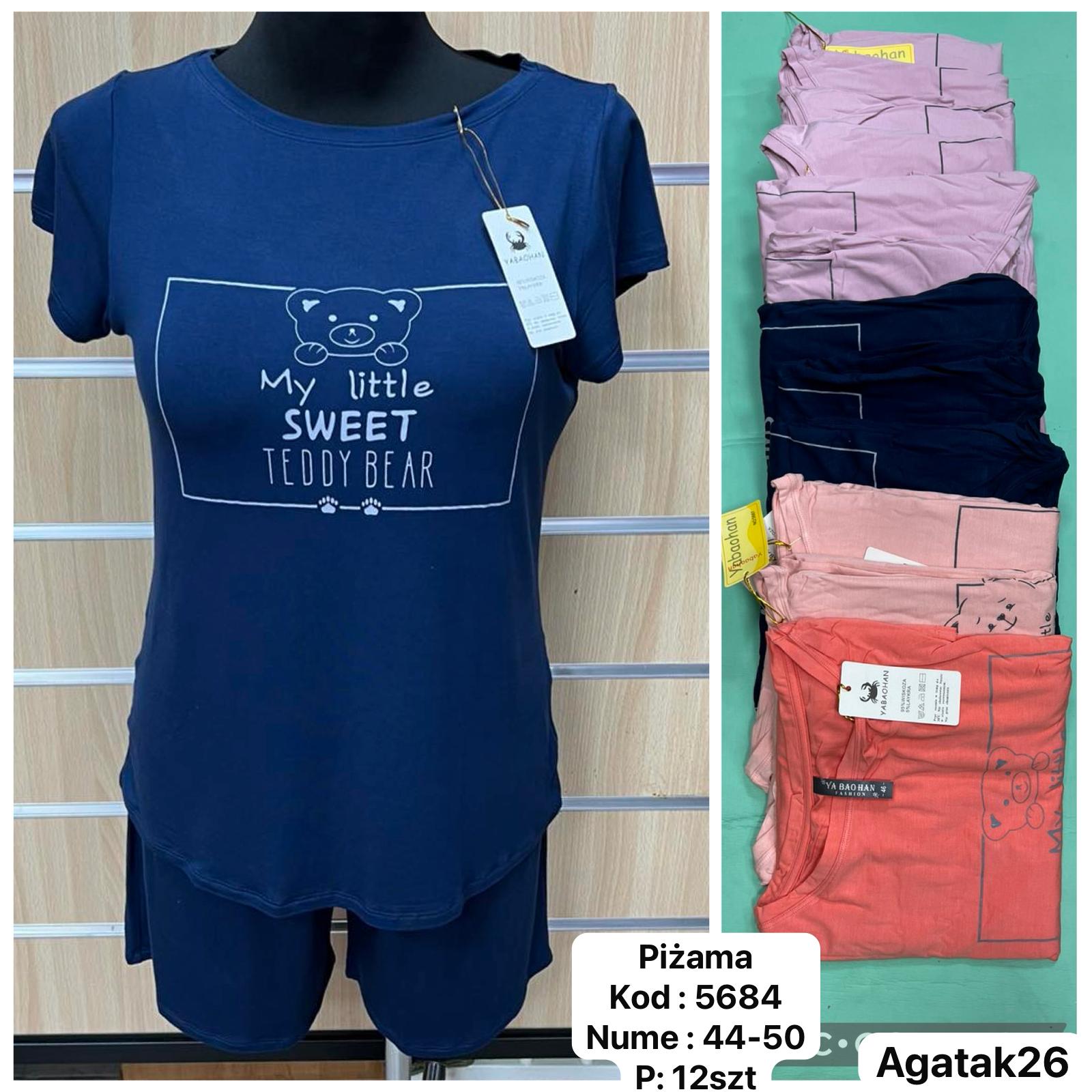 Piżama  damskie ,size 44-50,paczka 12szt ,mix kolor