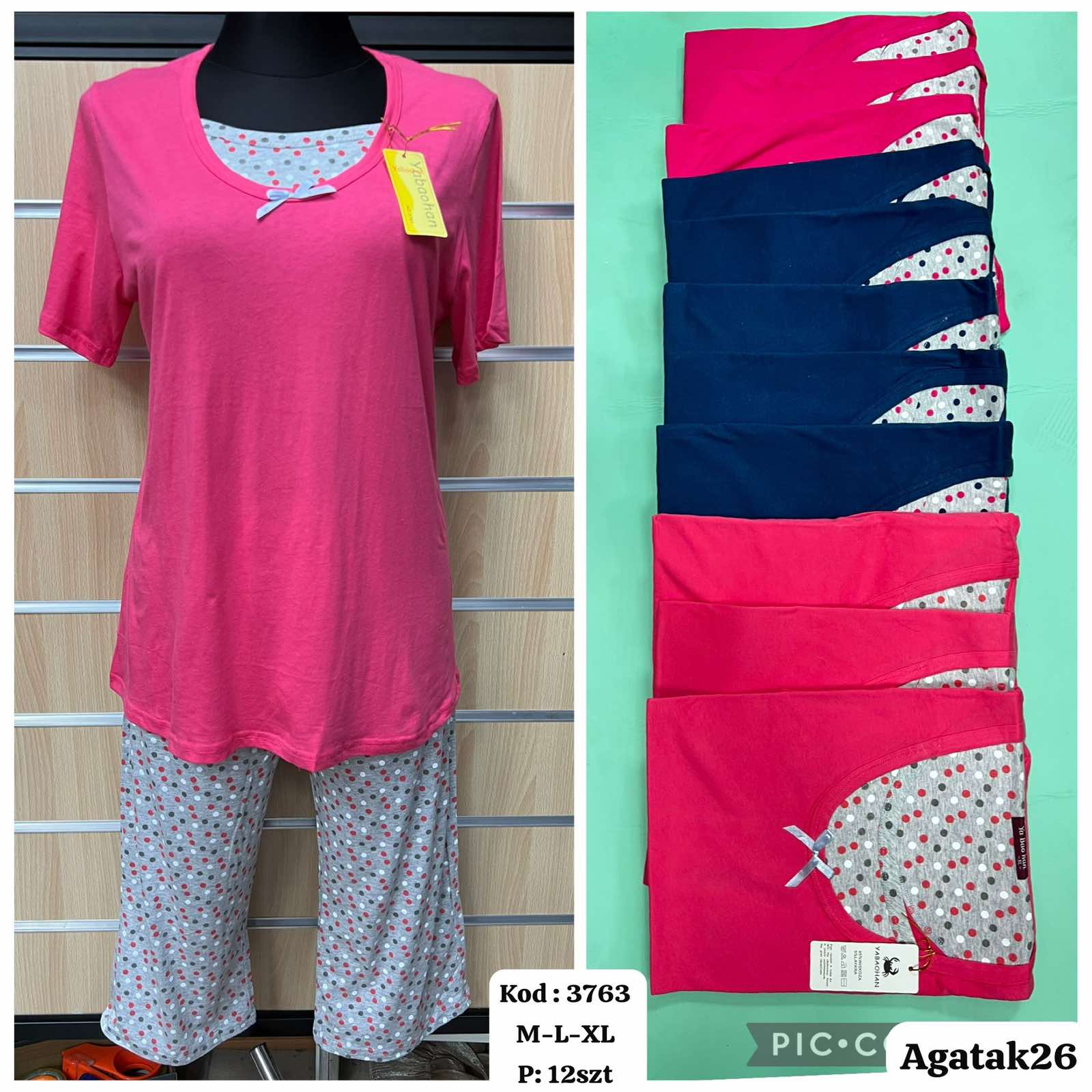 Piżama  damskie ,size m-xl,paczka 12szt ,mix kolor