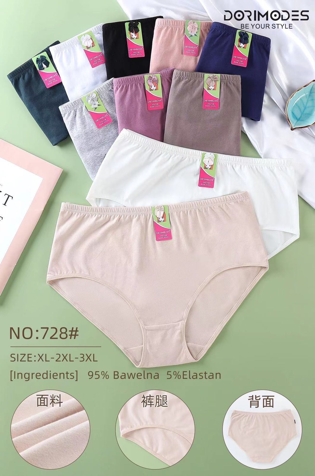 Majtki damskie , Size XL-3XL, paczka 24szt ,mix kolor