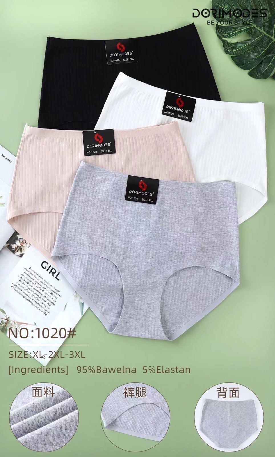 Majtki damskie , Size XL-3XL, paczka 24szt ,mix kolor