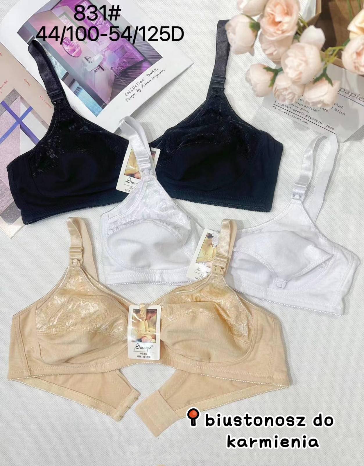 Biustonosz damskie, size 44-54,paczka 12szt ,1 kolor