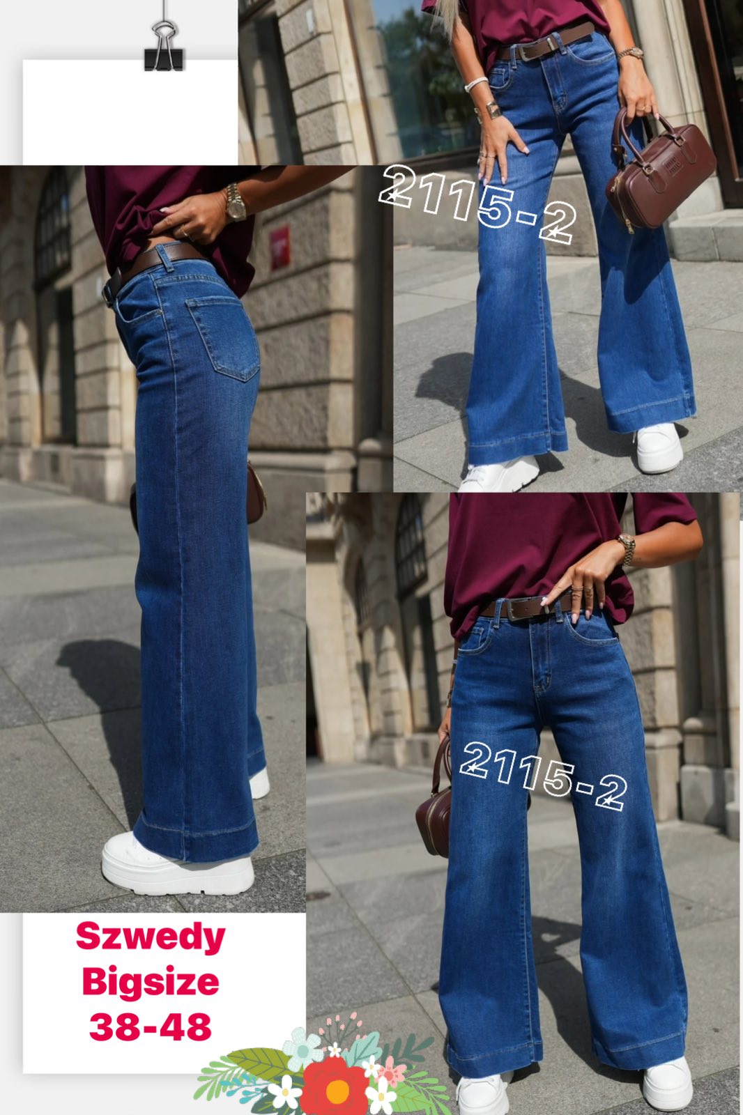 Jeansy Damskie , Size 38-48,paczka 12szt ,1kolor