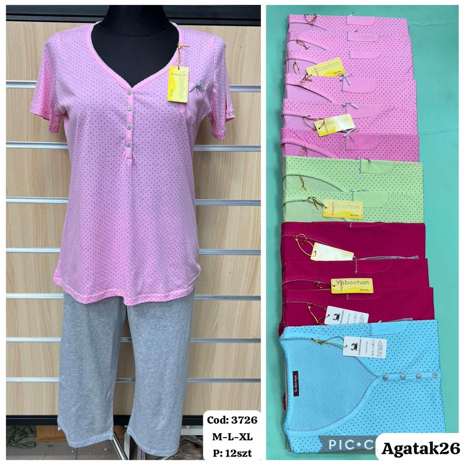 Piżama  damskie ,size m-xl,paczka 12szt ,mix kolor