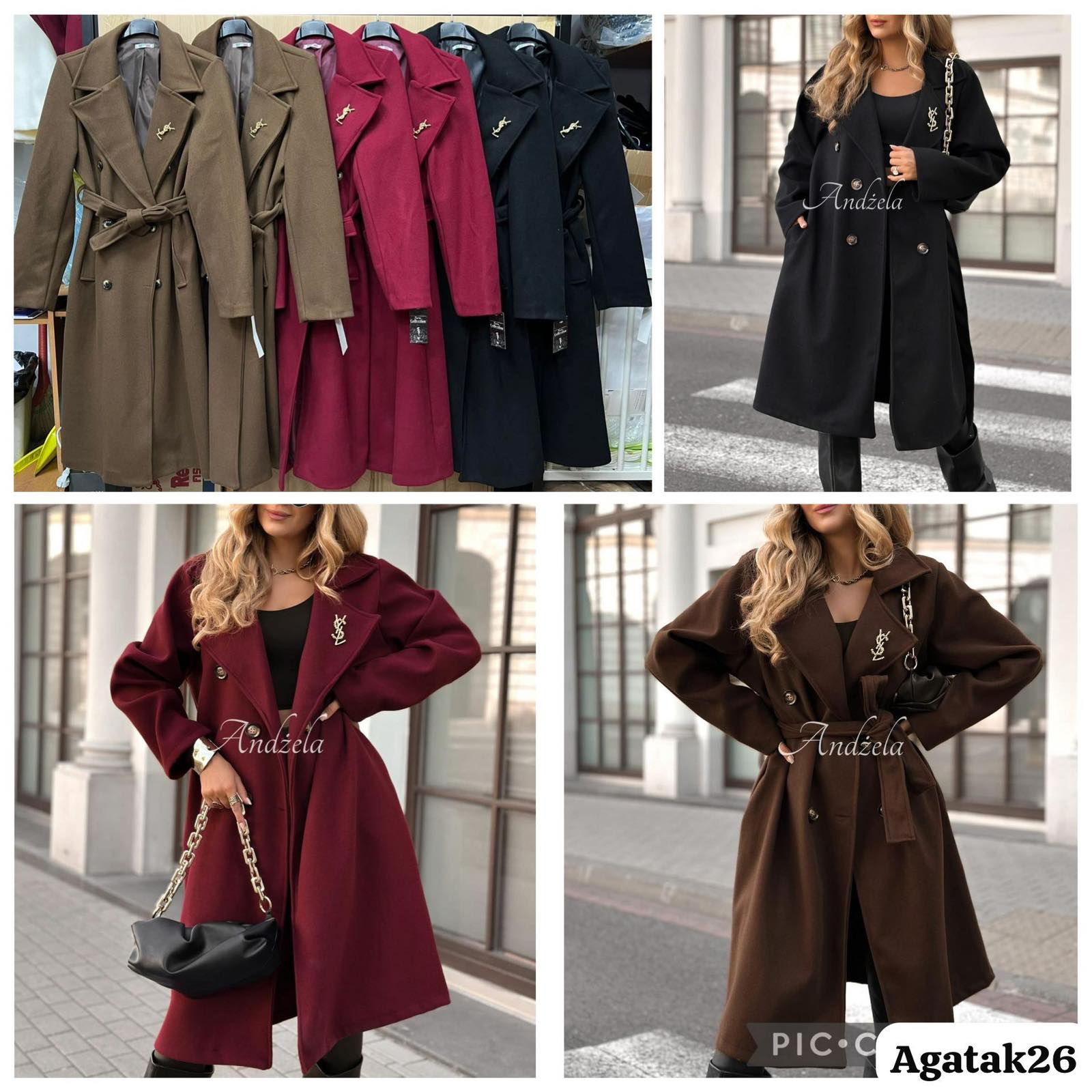 Płaszcz Damskie Włoskie , Size uni, paczka 6szt ,mix kolor