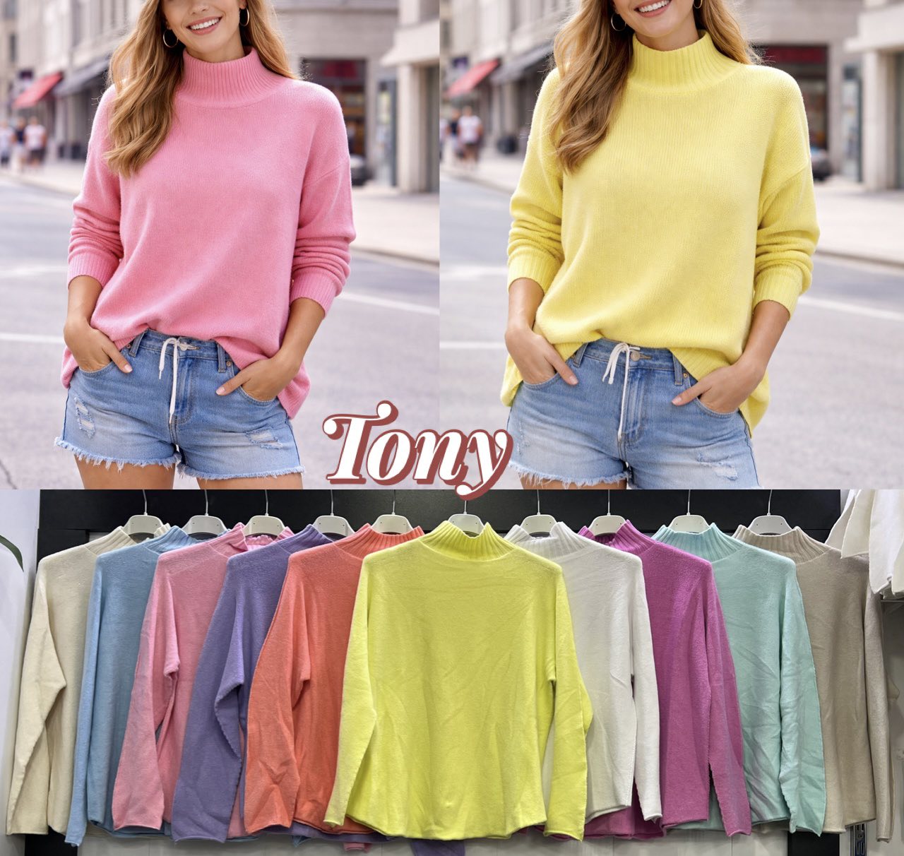 Swetry Damskie  WŁOSKA  , Size uni, paczka 6szt ,mix kolor