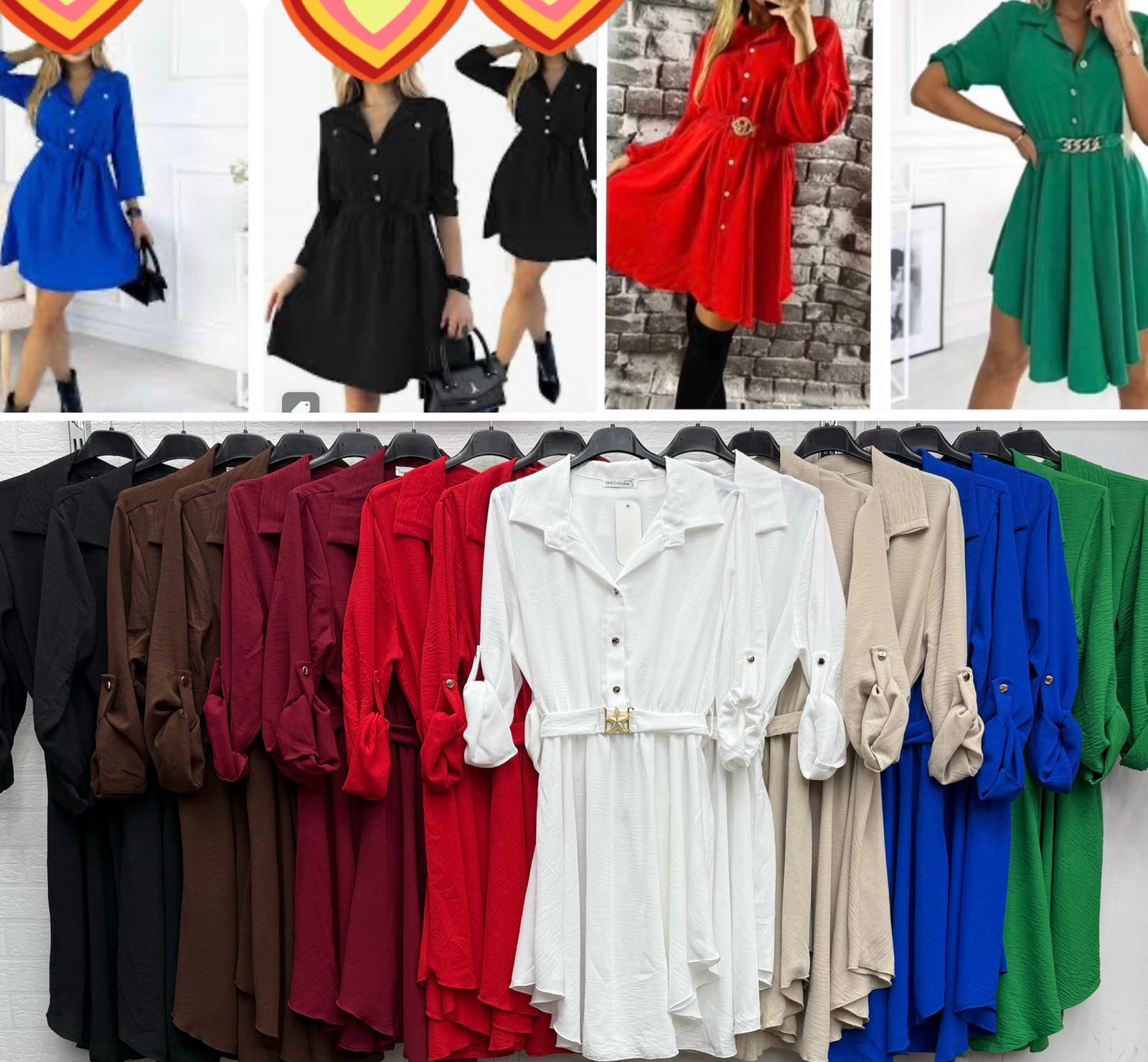 Sukienki Damskie  WŁOSKA  , Size uni, paczka 6szt ,mix kolor