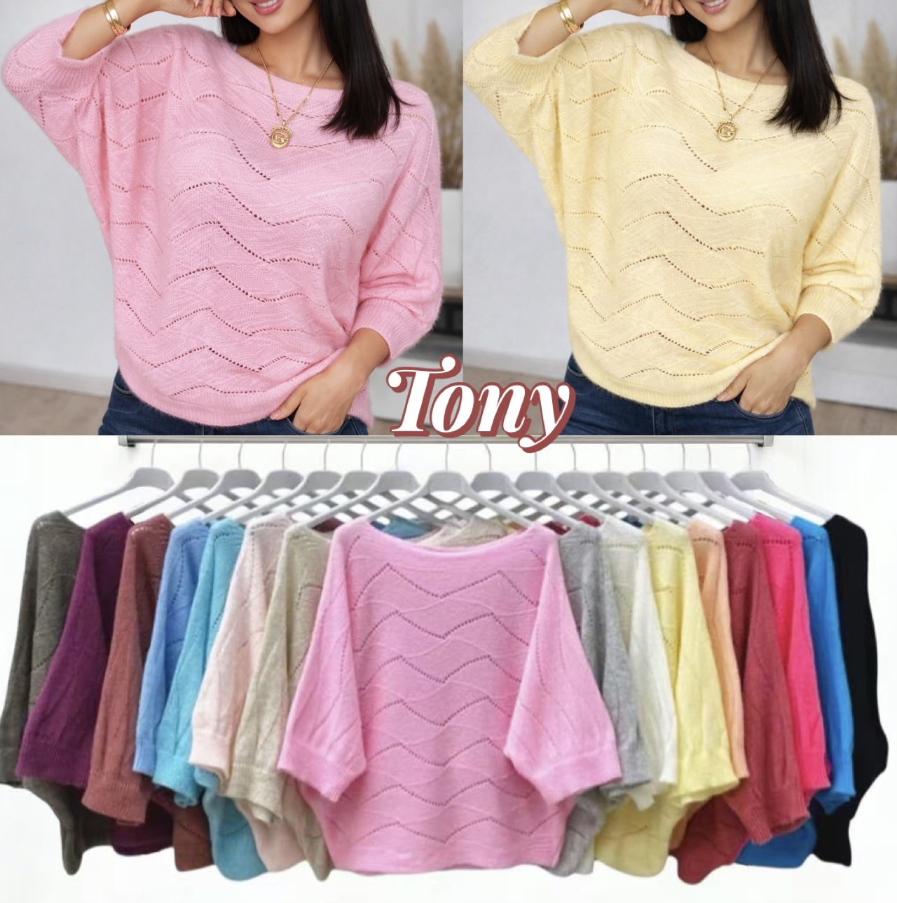 Swetry Damskie  WŁOSKA  , Size uni, paczka 6szt ,mix kolor