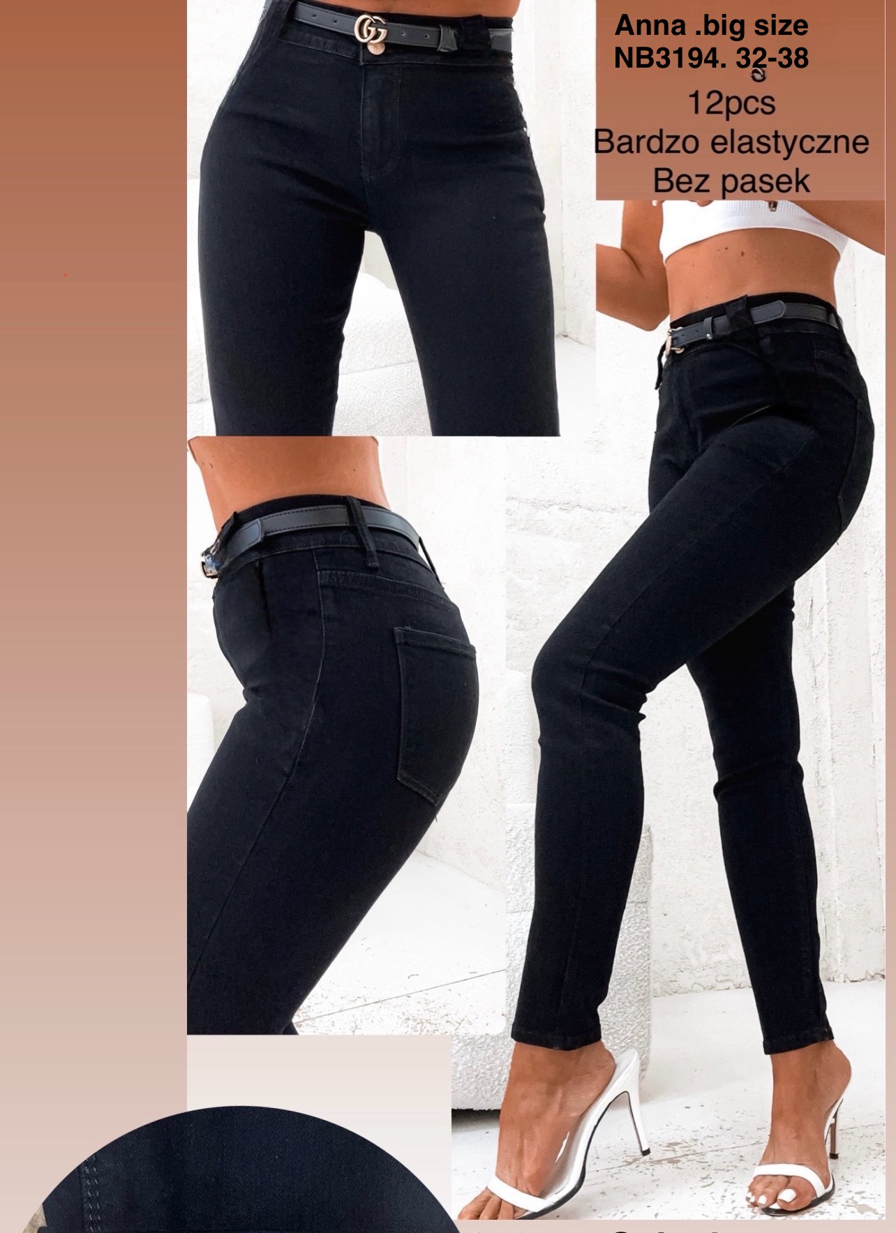 Jeansy damskie , Size 32-38, paczka 12szt,1kolor