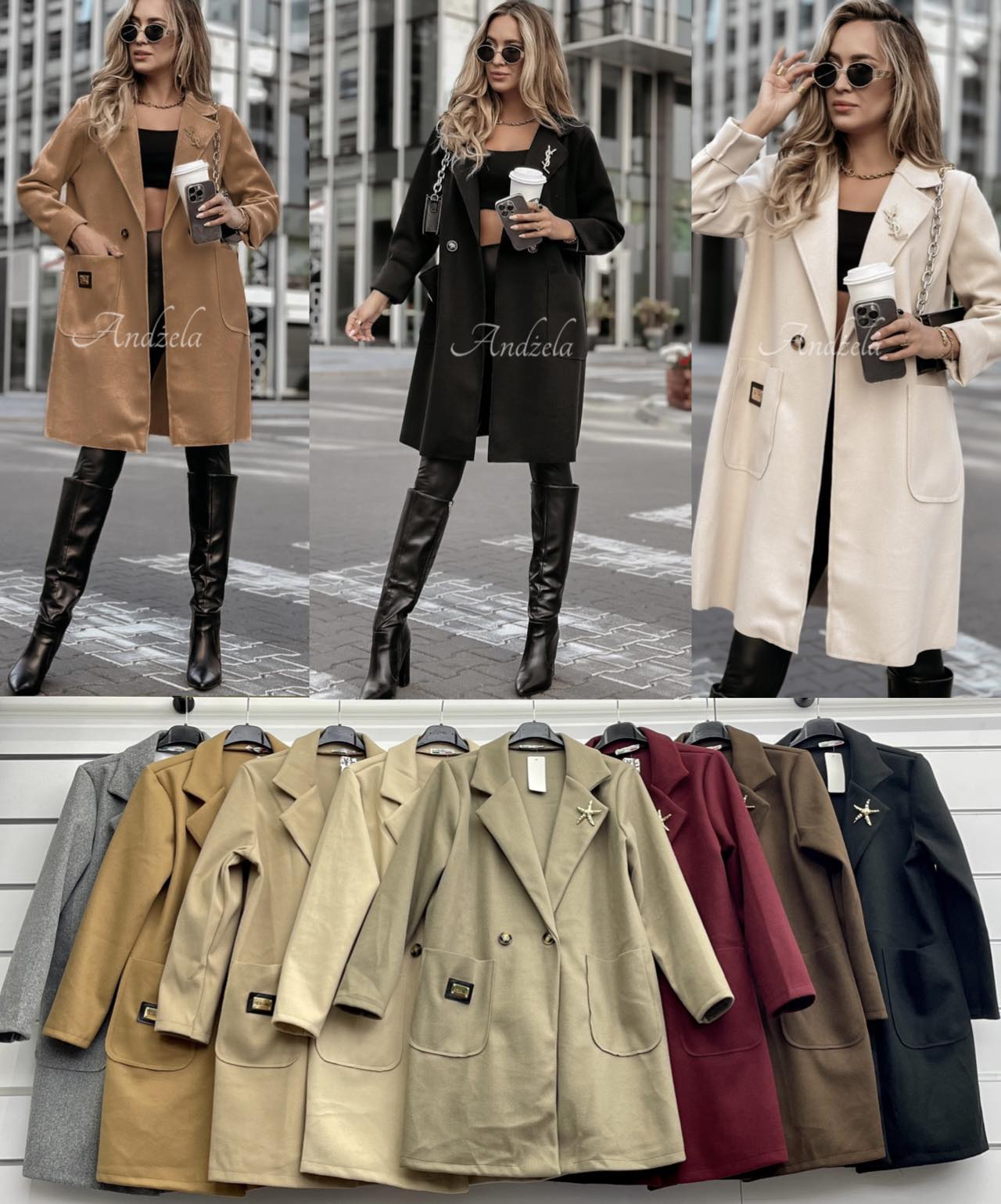 Płaszcz Damskie wloskie, Size uni, paczka 6szt ,mix kolor