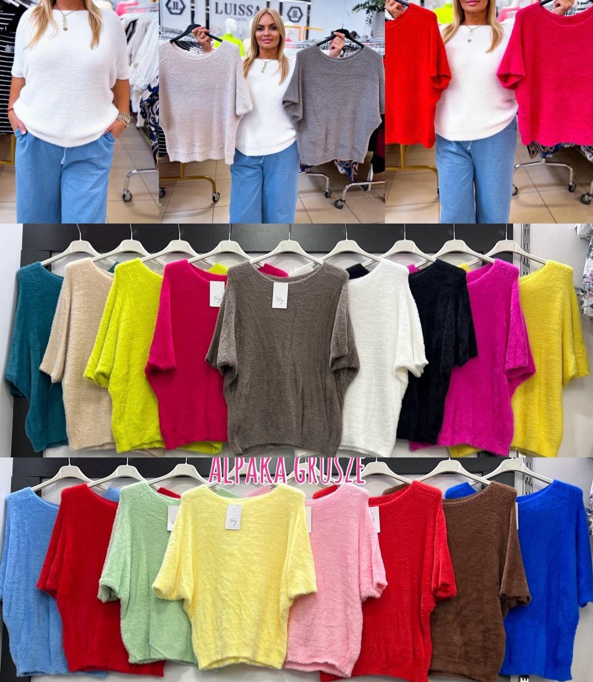 Swetry Damskie  WŁOSKA  , Size uni, paczka 6szt ,mix kolor