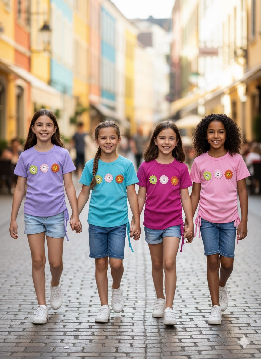 Bluzki DZIECIĘCA , Size 4-14lat, paczka 6szt ,1kolor