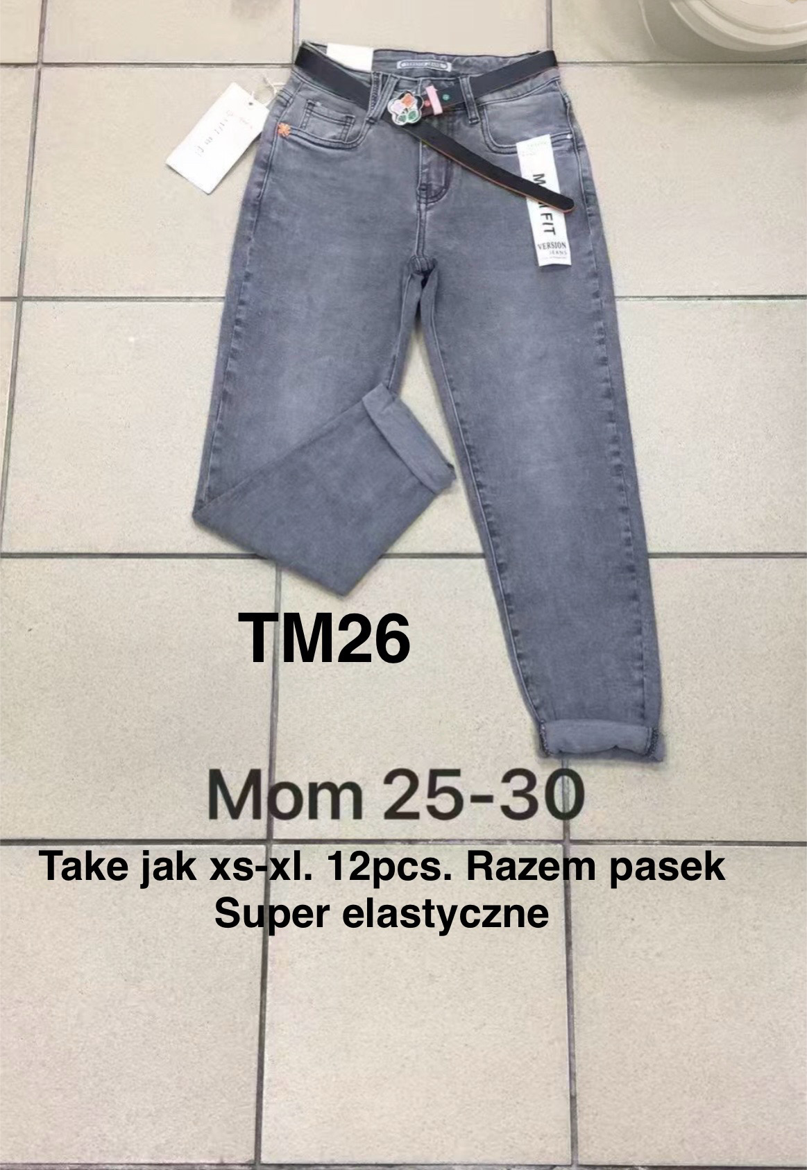 Jeansy damskie , Size xs-xl,paczka 12szt,1kolor