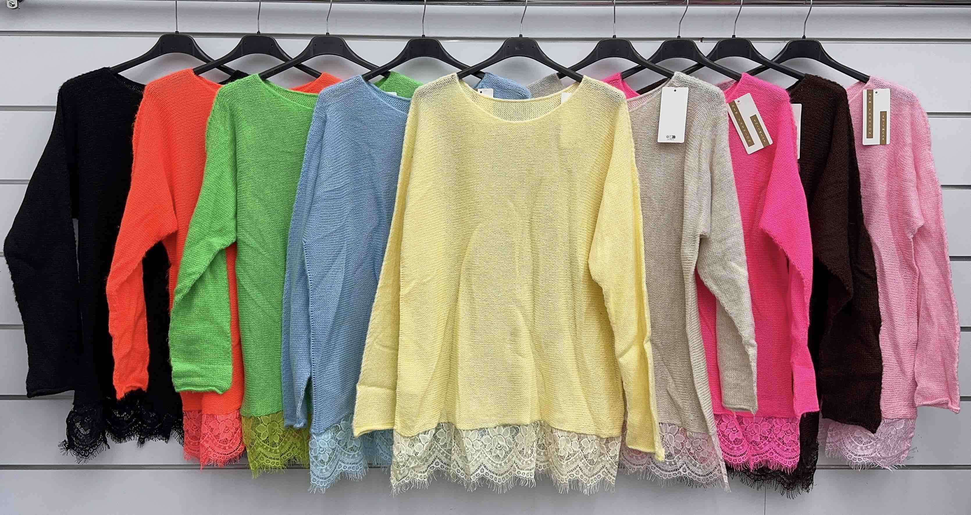 Swetry Damskie  WŁOSKA  , Size uni, paczka 6szt ,mix kolor