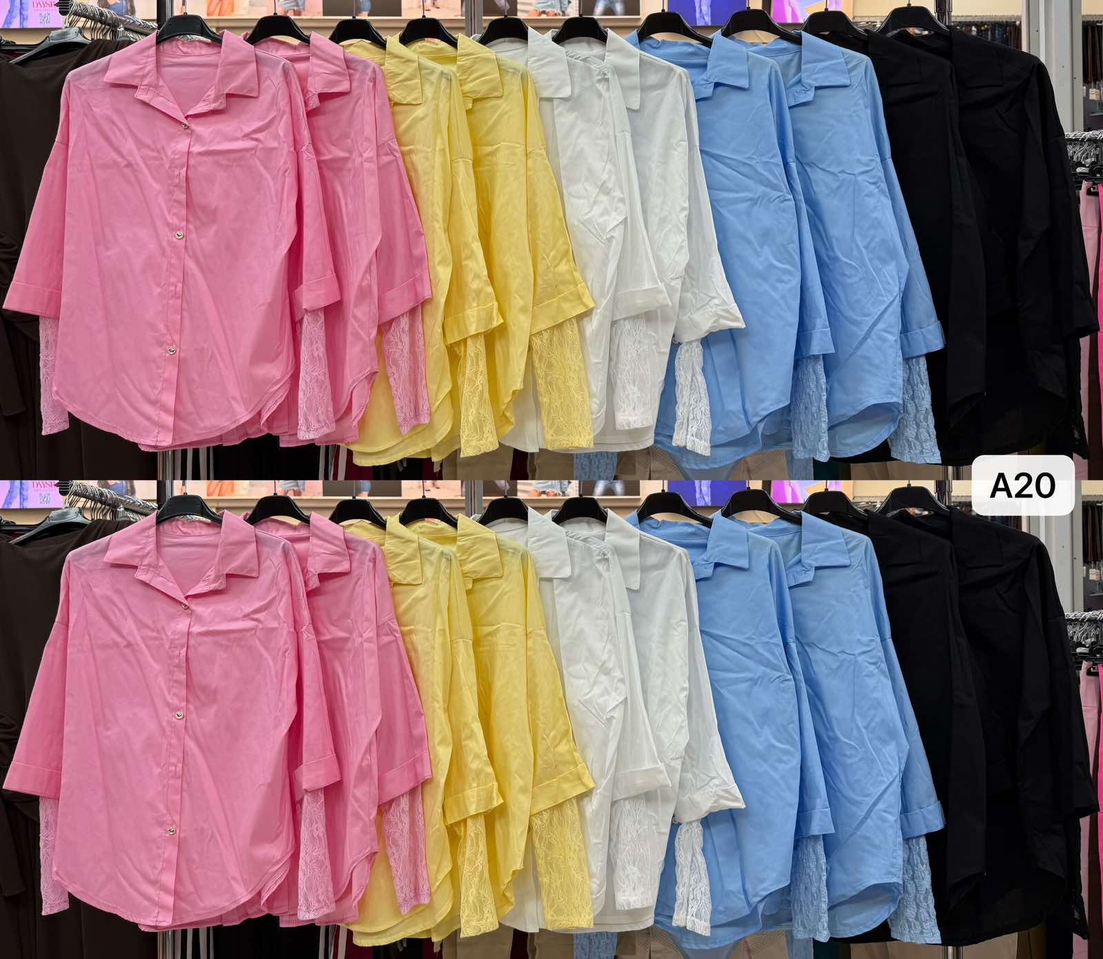 Koszule Damskie wloskie, Size uni, paczka 6szt ,mix kolor