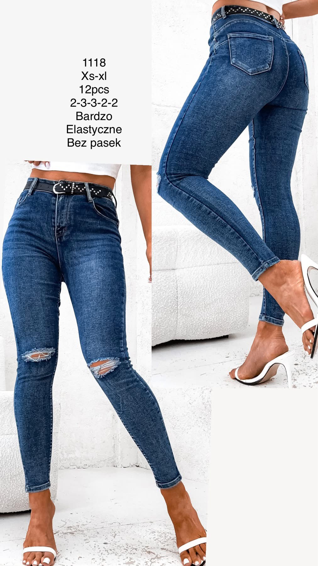 Jeansy  damskie , Size xs-xl,paczka 12szt,1kolor