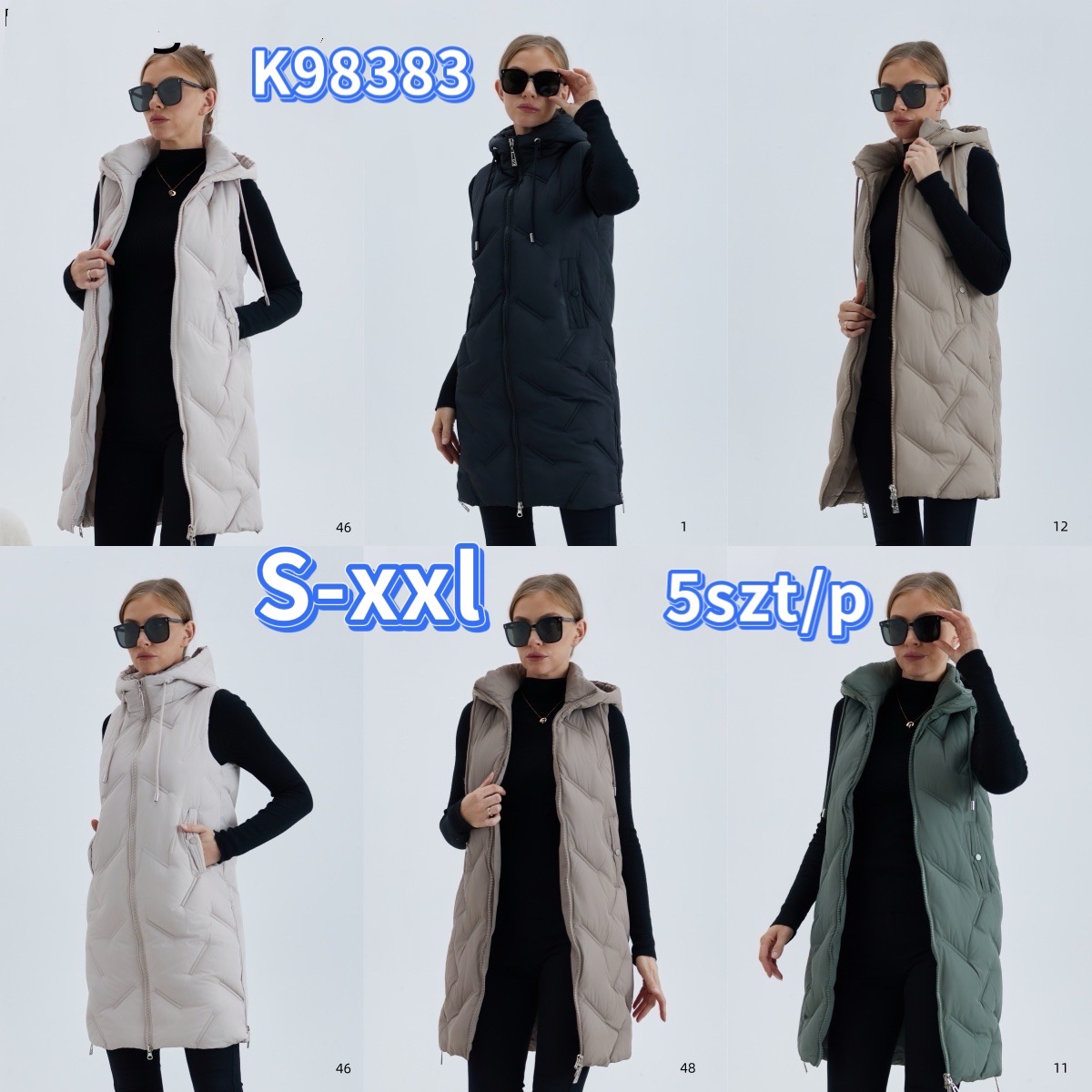 Kamizelki damskie ,size s-2xl,paczka 5szt,1kolor