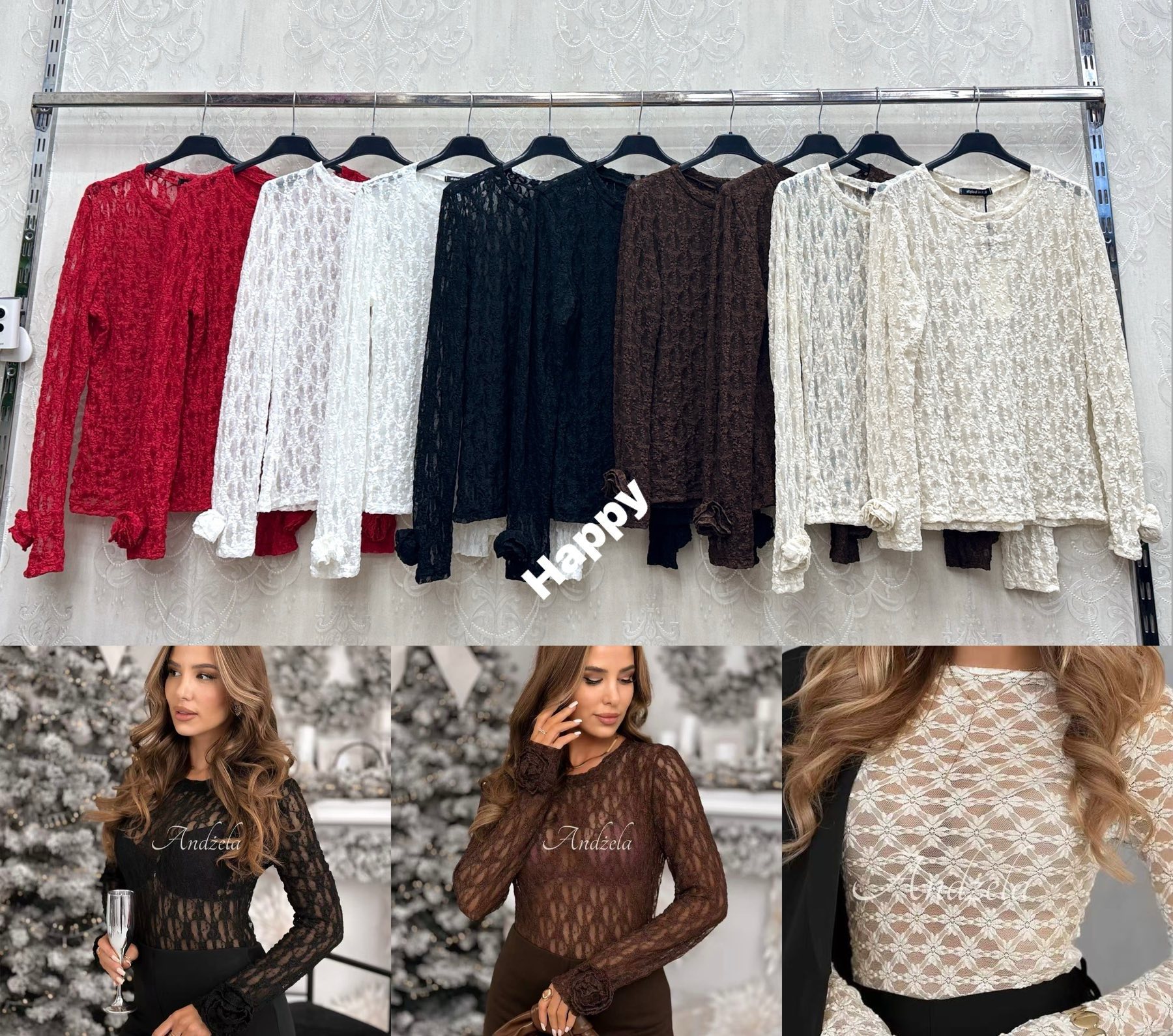 Bluzki Damskie wloskie, Size uni, paczka 6szt ,mix kolor