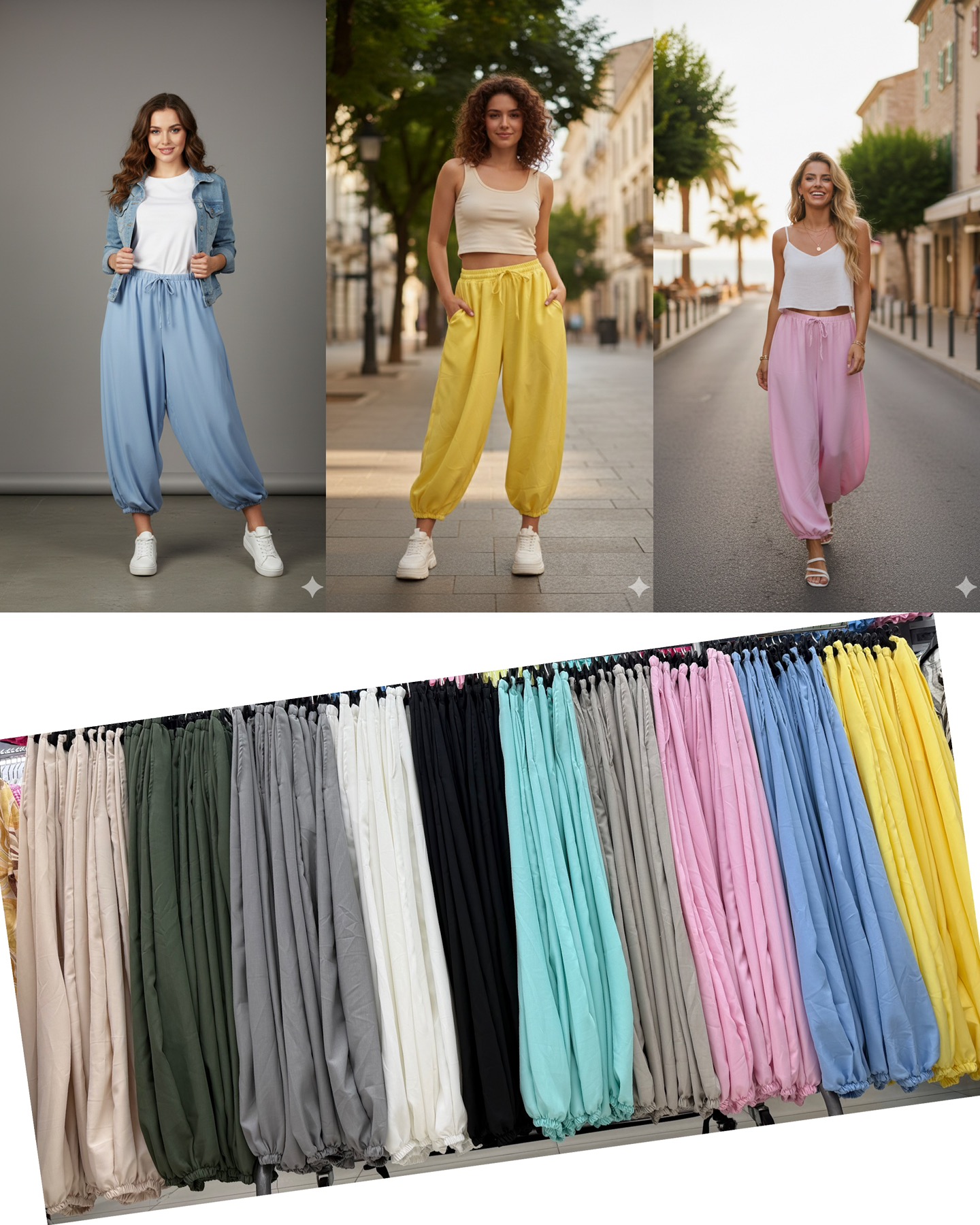 Spodnie Damskie  WŁOSKA  , Size uni, paczka 6szt ,mix kolor