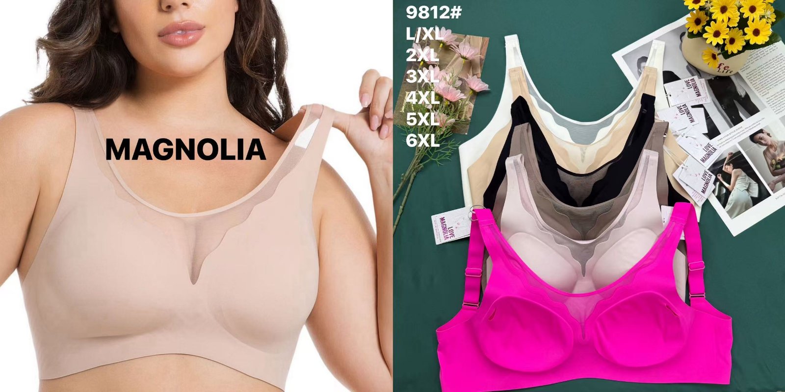 Biustonosz damskie, Miska L/XL-6XL, paczka 24szt ,mix kolor