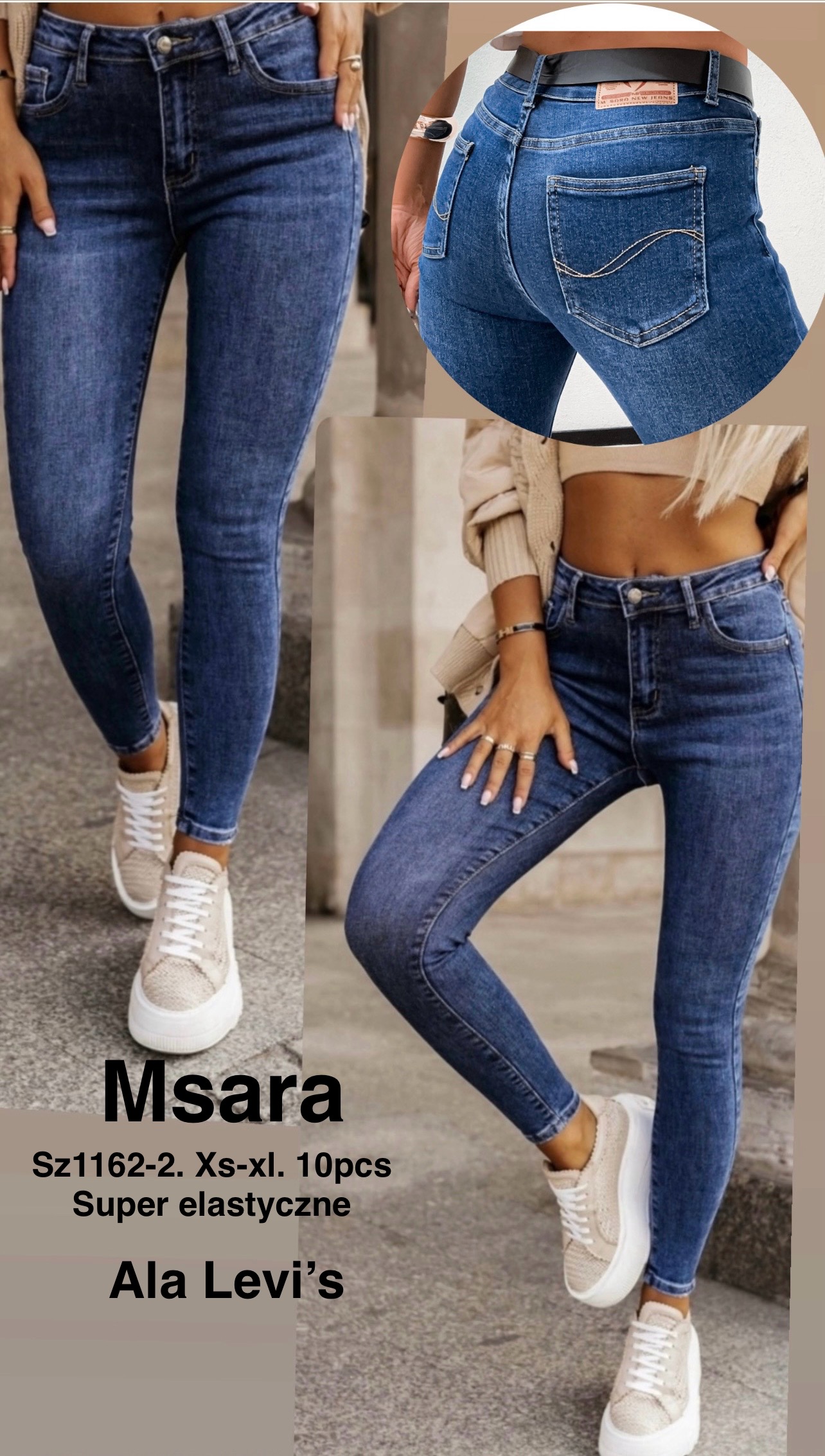 Jeansy damskie , Size xs-xl ,paczka 10szt,1kolor