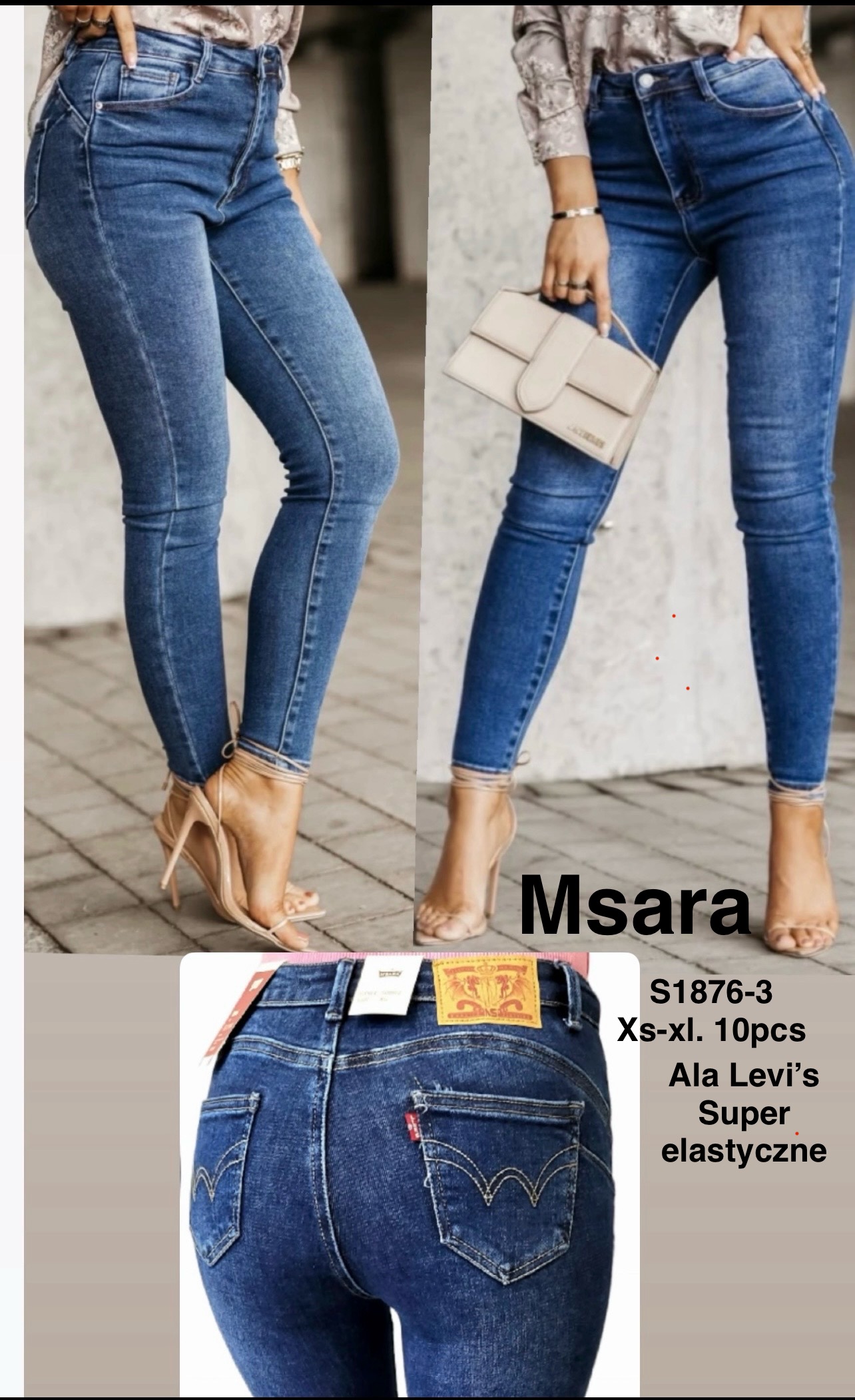 Jeansy damskie , Size sx-xl ,paczka 10szt,1kolor