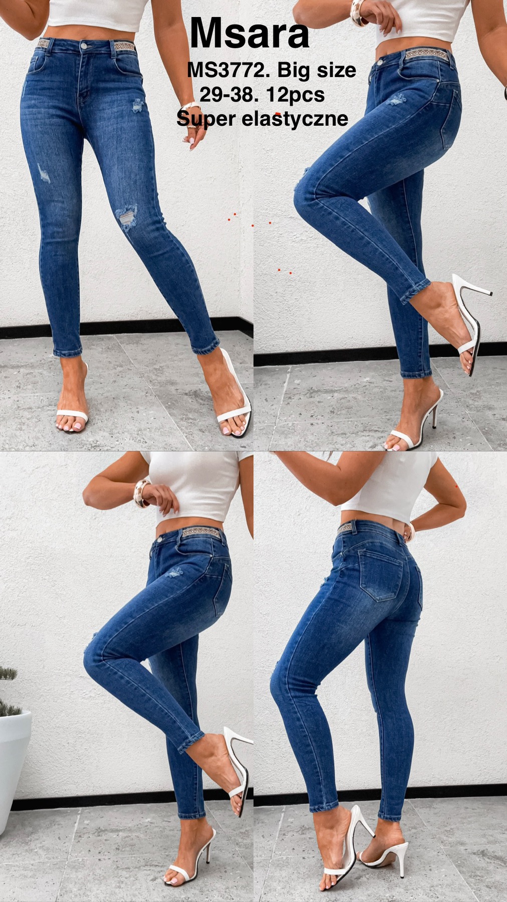 Jeansy damskie , Size 29-38, paczka 12szt,1kolor