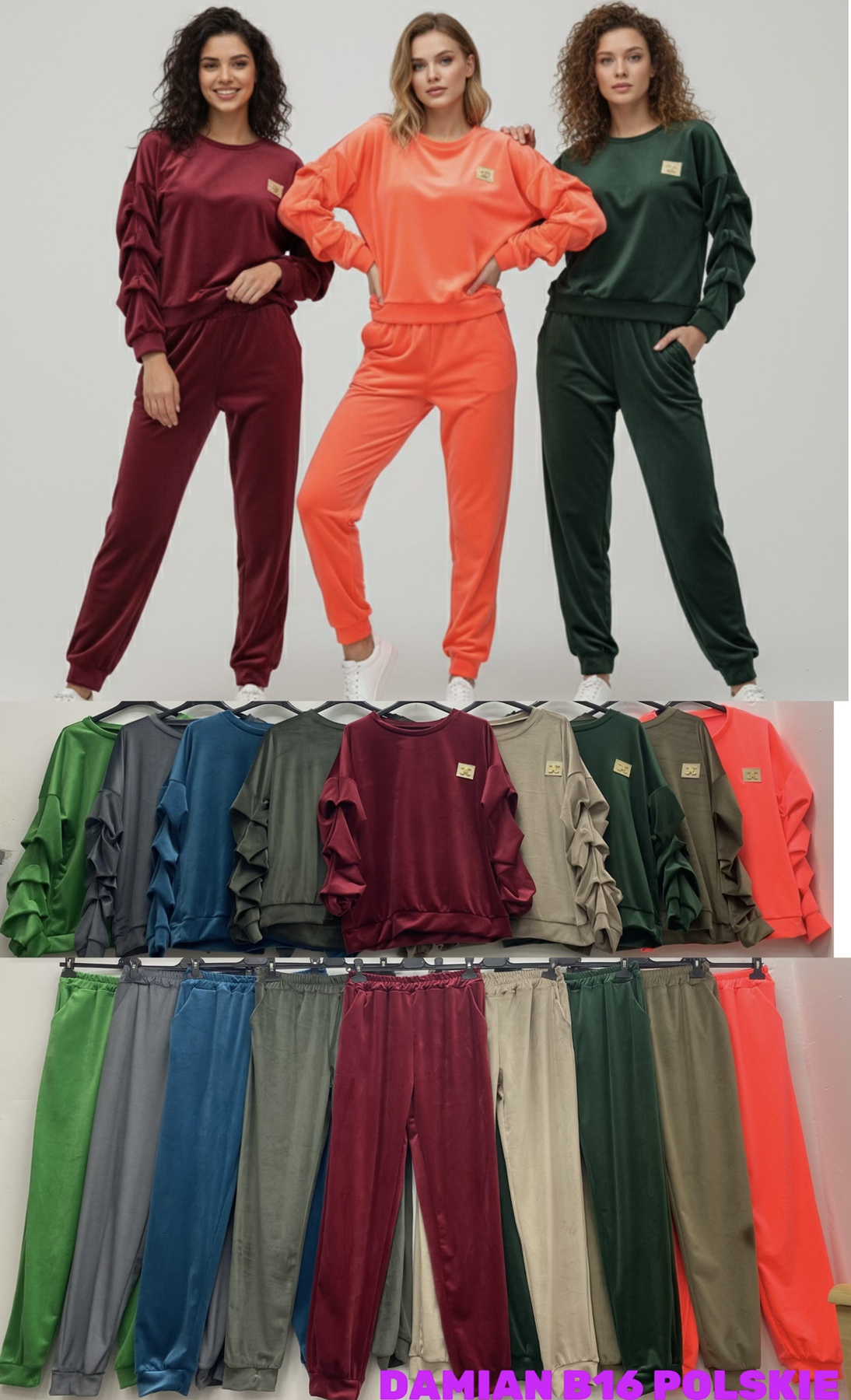 Komplety Damskie WŁOSKA , Size uni, paczka 6szt ,mix kolor