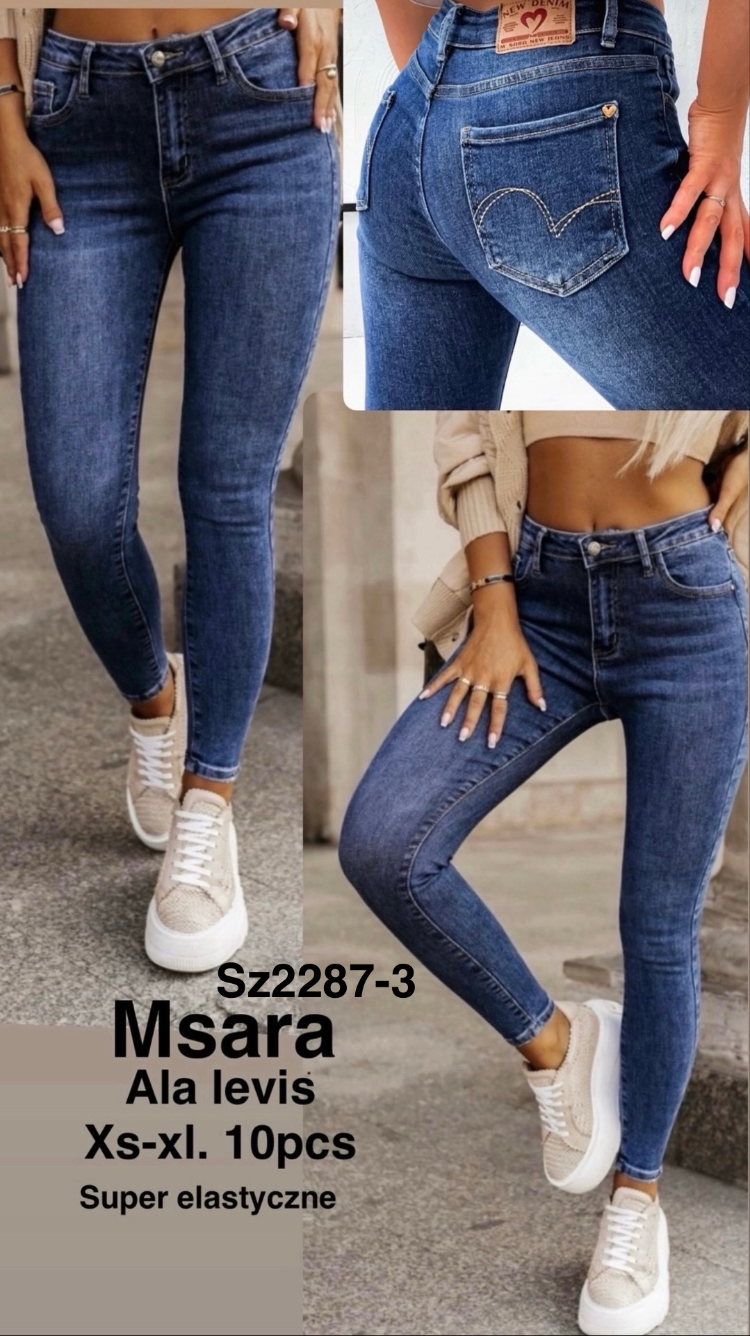 Jeansy damskie , Size xs-xl ,paczka 10szt,1kolor