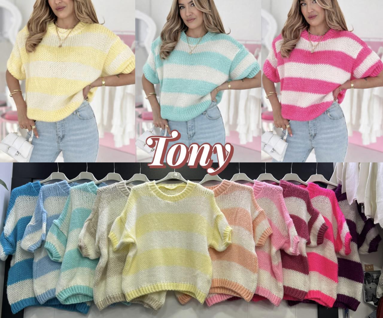 Swetry Damskie  WŁOSKA  , Size uni, paczka 6szt ,mix kolor