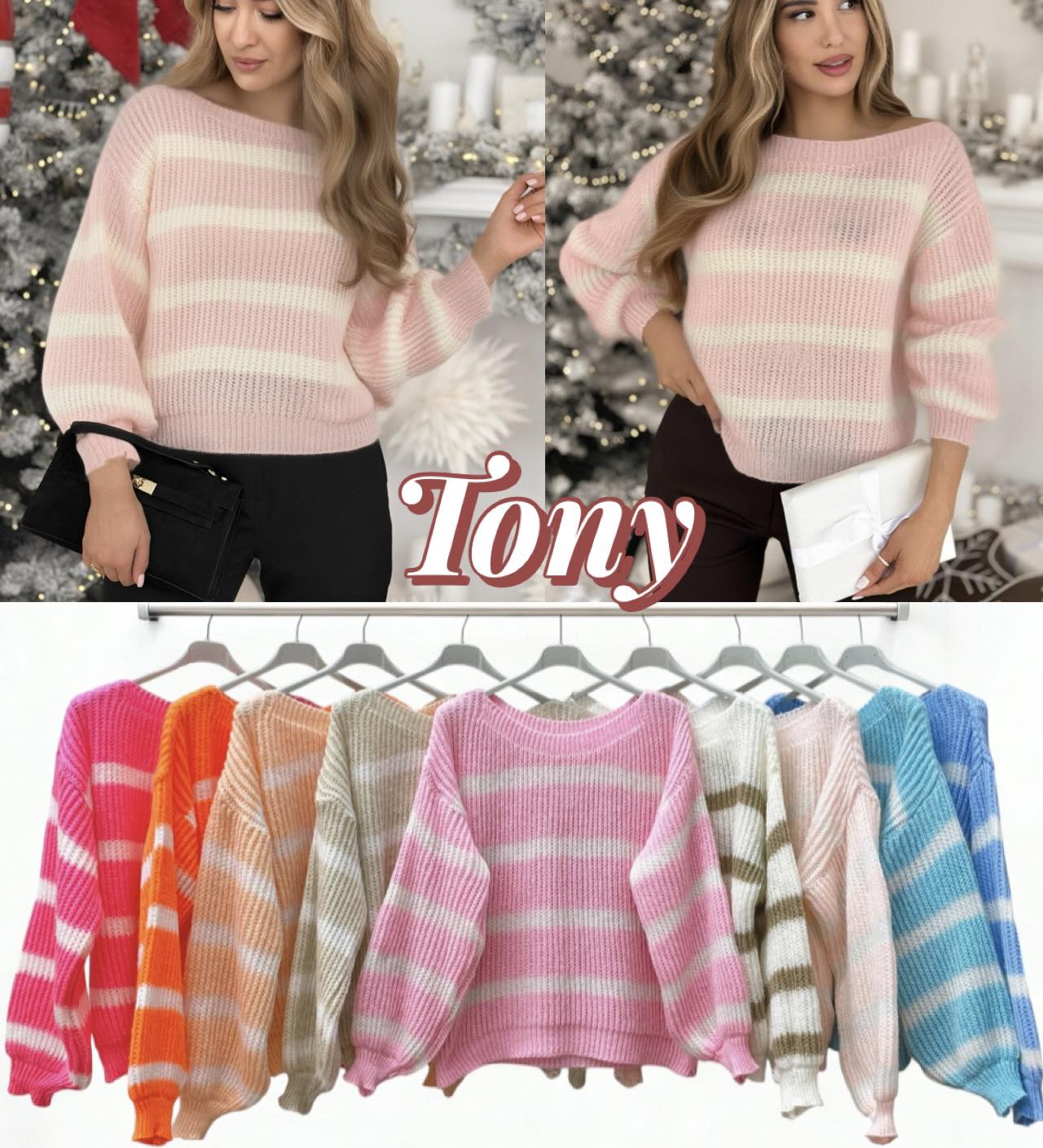 Swetry Damskie  WŁOSKA  , Size uni, paczka 6szt ,mix kolor