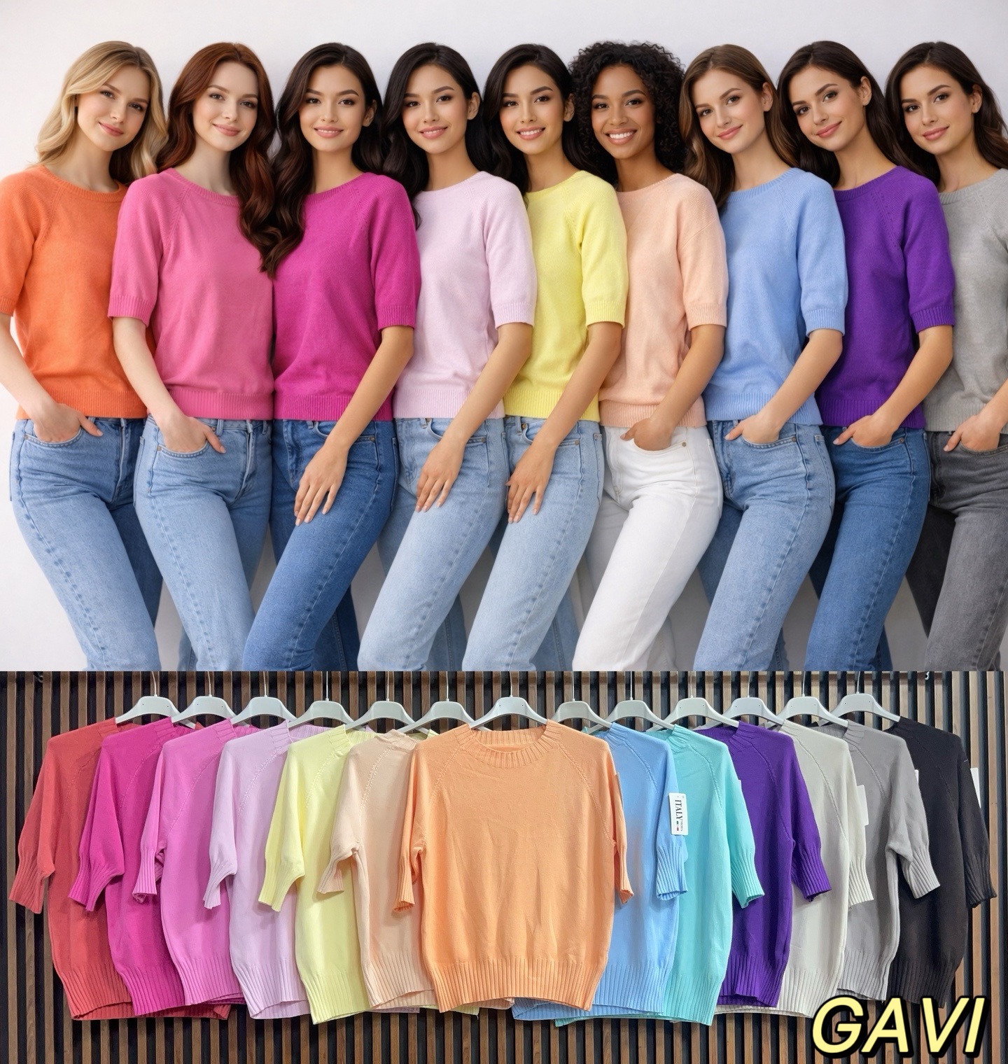 Swetry Damskie  WŁOSKA  , Size uni, paczka 6szt ,mix kolor