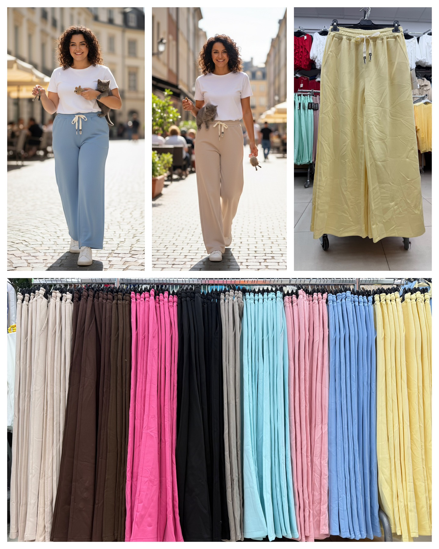 Spodnie Damskie  WŁOSKA  , Size uni, paczka 6szt ,mix kolor