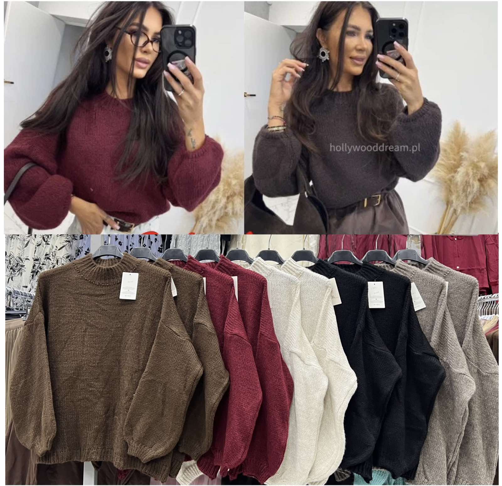 Swetry Damskie  WŁOSKA  , Size uni, paczka 6szt ,mix kolor