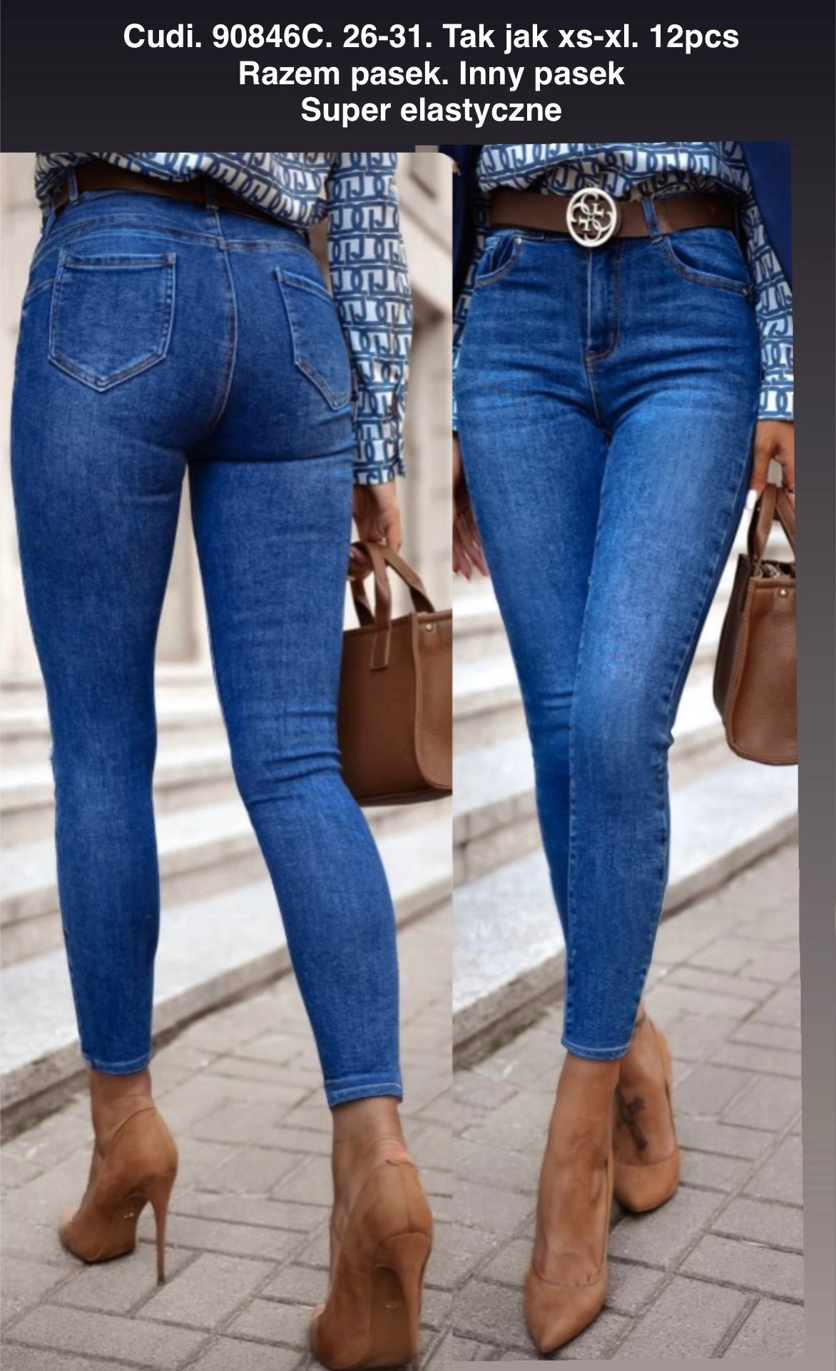 Jeansy damskie , Size xs-xl, paczka 12szt,1kolor