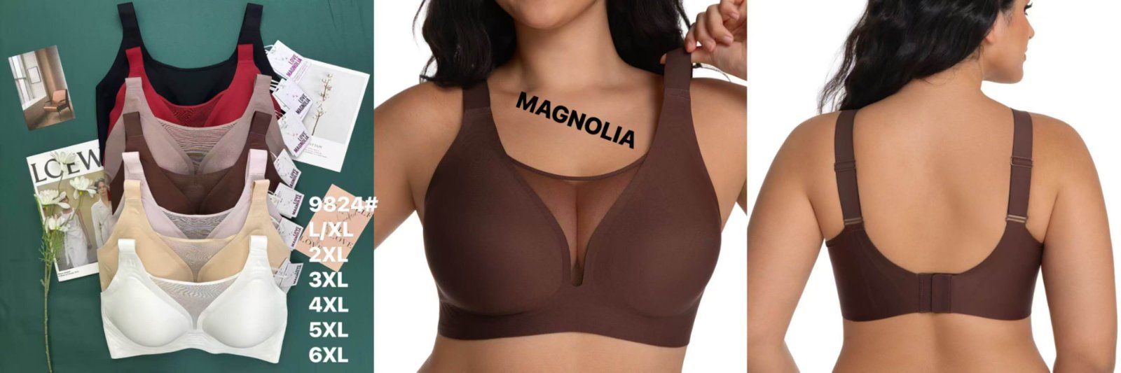 Biustonosz damskie, Miska L/XL-6XL, paczka 24szt ,mix kolor