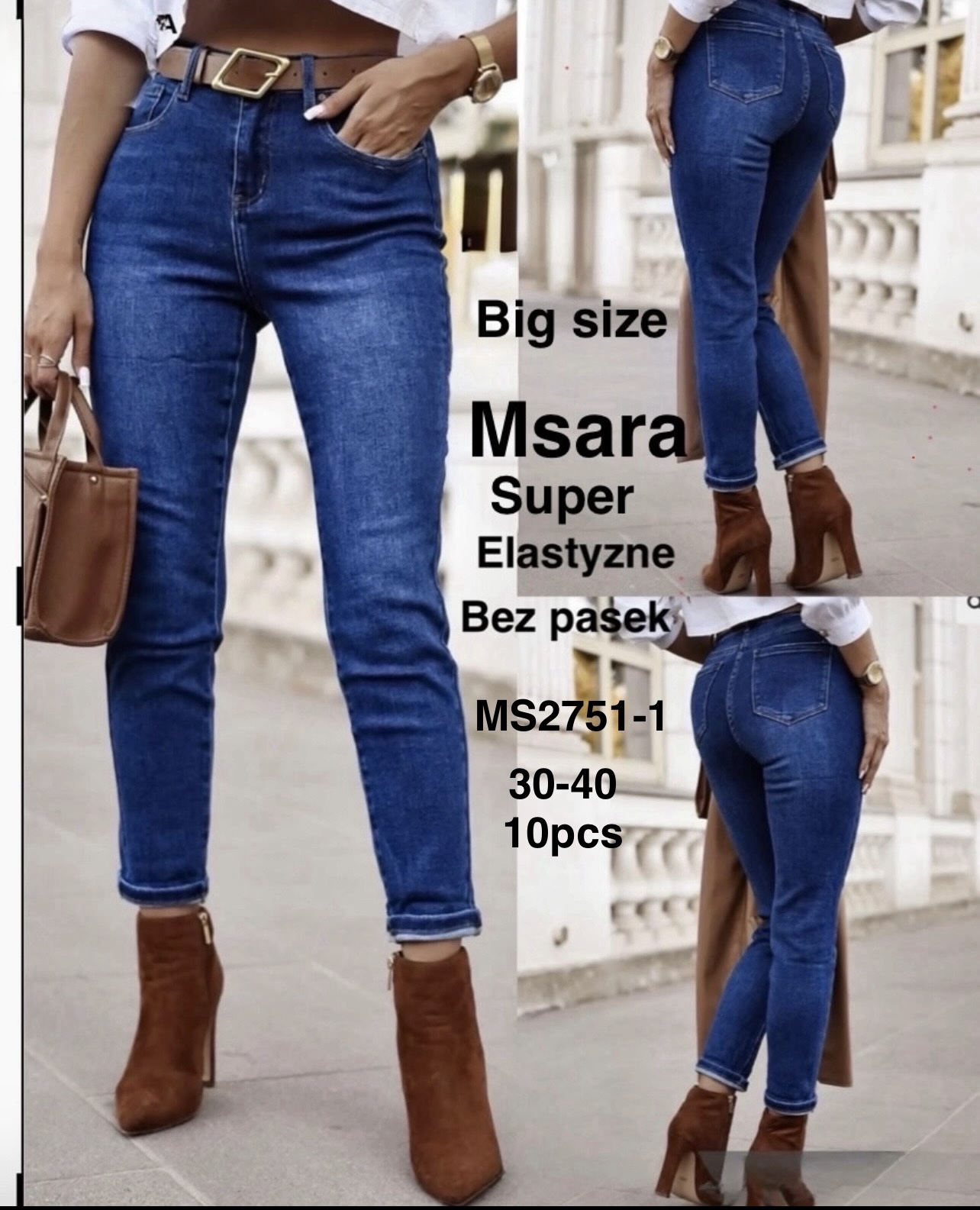 Jeansy damskie , Size 30-40, paczka 10szt,1kolor