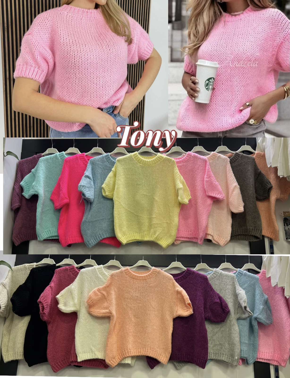 Swetry Damskie  WŁOSKA  , Size uni, paczka 6szt ,mix kolor