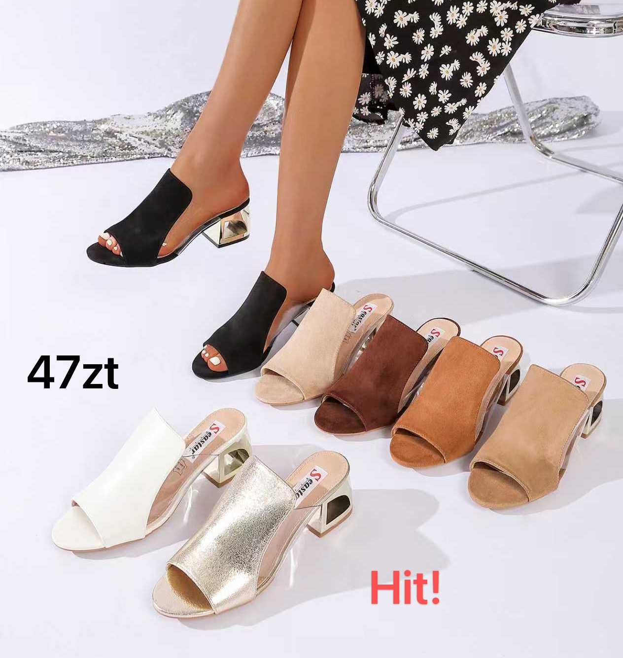 Klapki na Koturnie Damskie (36-41, 12par)